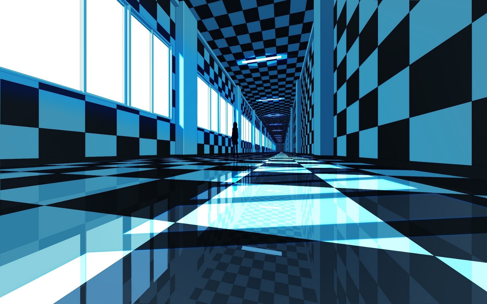 1920x1200 black-checkered-blue-squares-cd-diagonal-wallpaper-wpt7409938