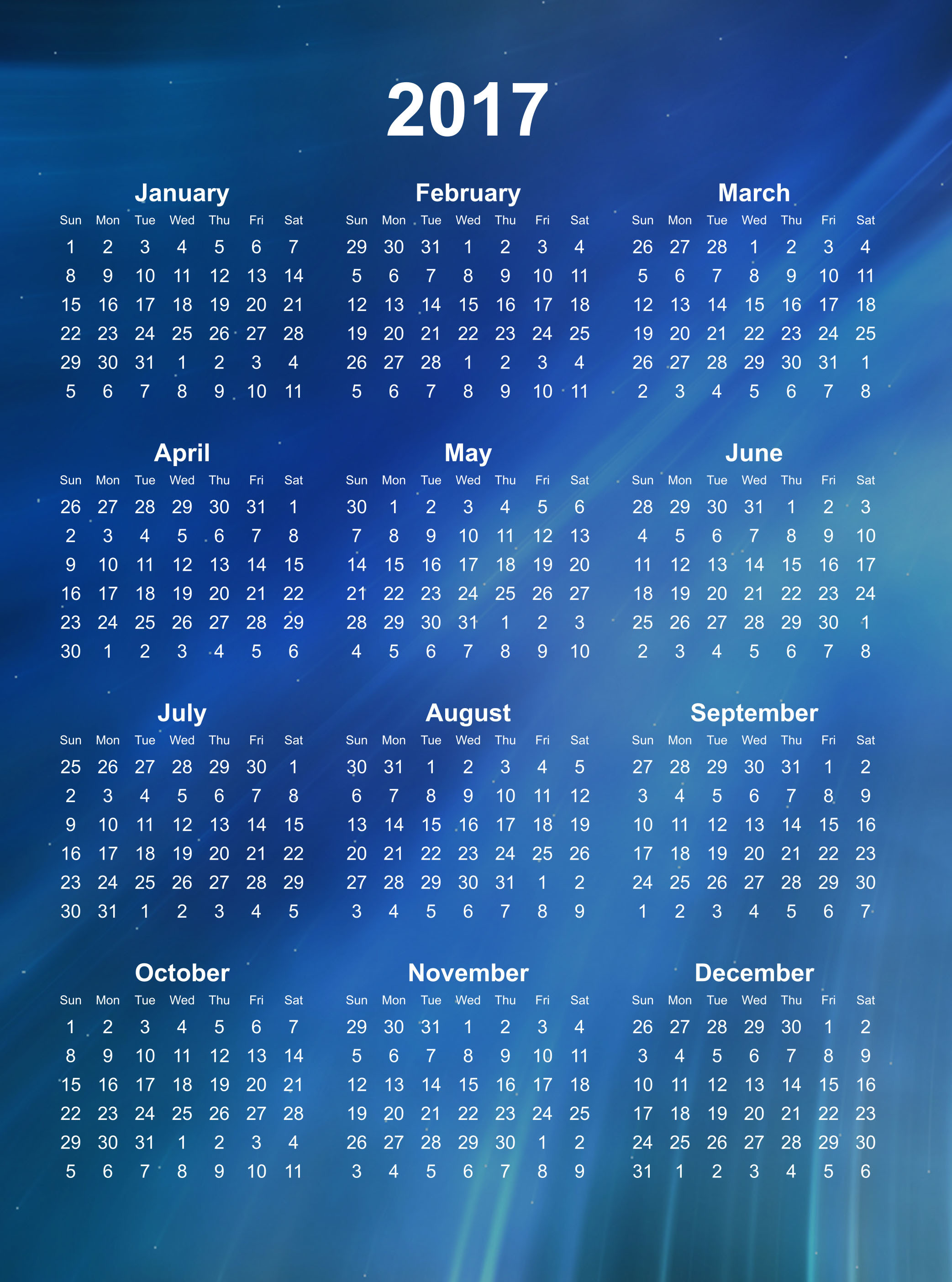 2085x2808 Calendar 2017