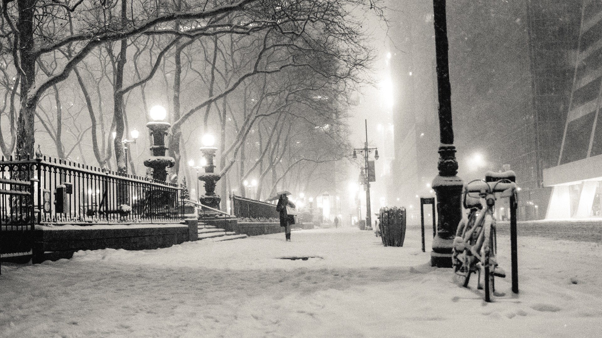 1920x1080 Wallpapers :: black and white, winter, snow, New York City, monochrome