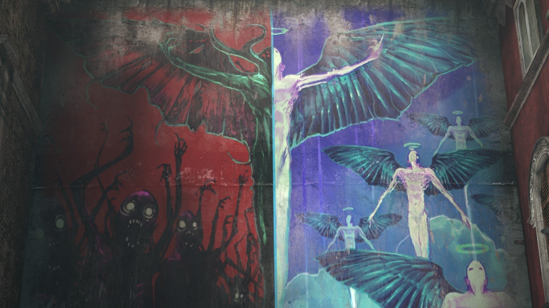 1920x1080 Angels Demons Heaven Amp Hell Graffiti Walls Wings Halo DmC Devil May Cry
