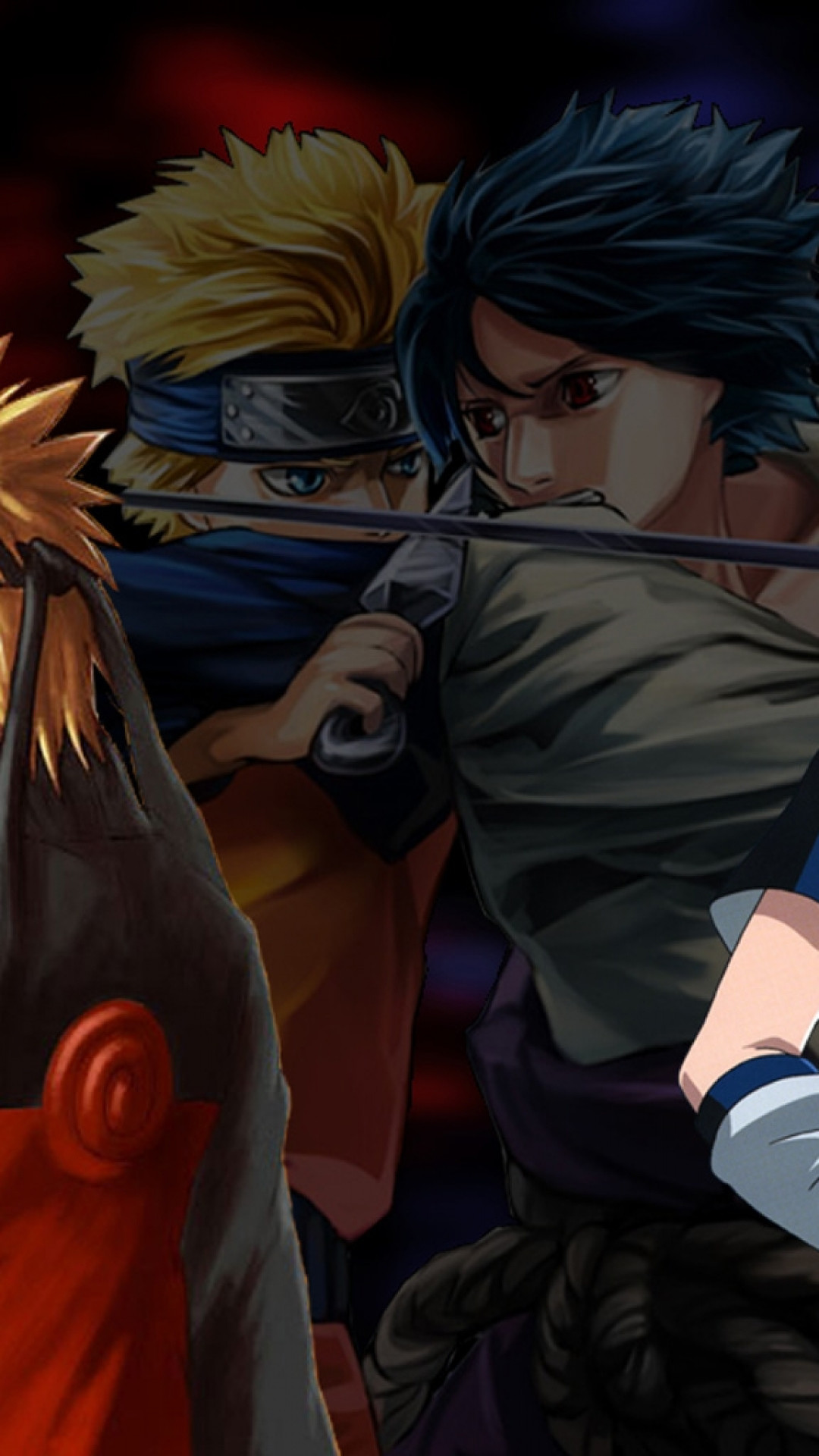 1080x1920  Wallpaper naruto vs sasuke, guys, quarrel, fight, posture