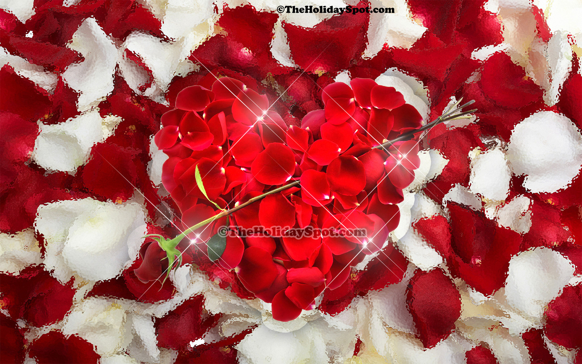 1920x1200 Valentine's Day background themed on love showing a heart made of rose  petals