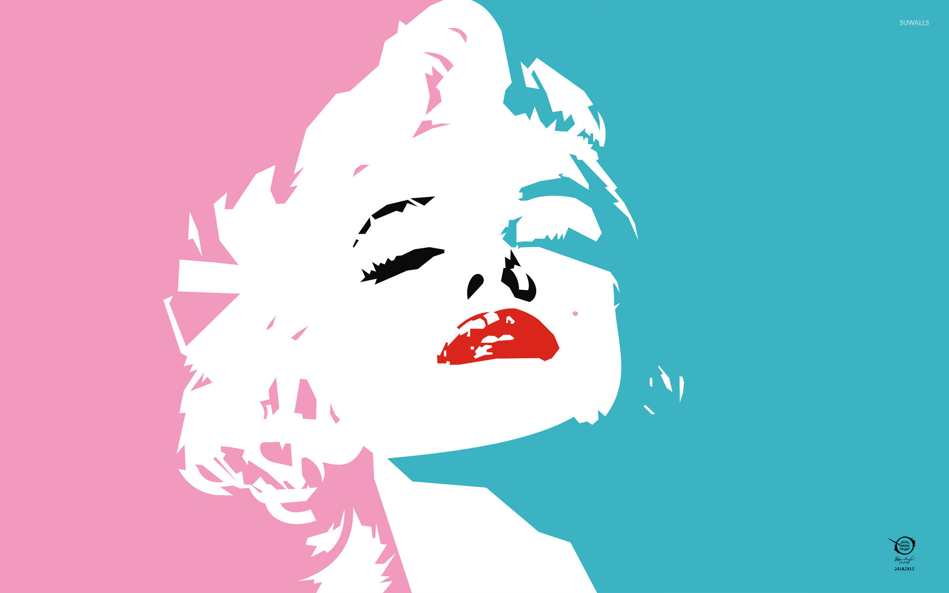 1920x1200 Marylin Monroe with red lips wallpaper