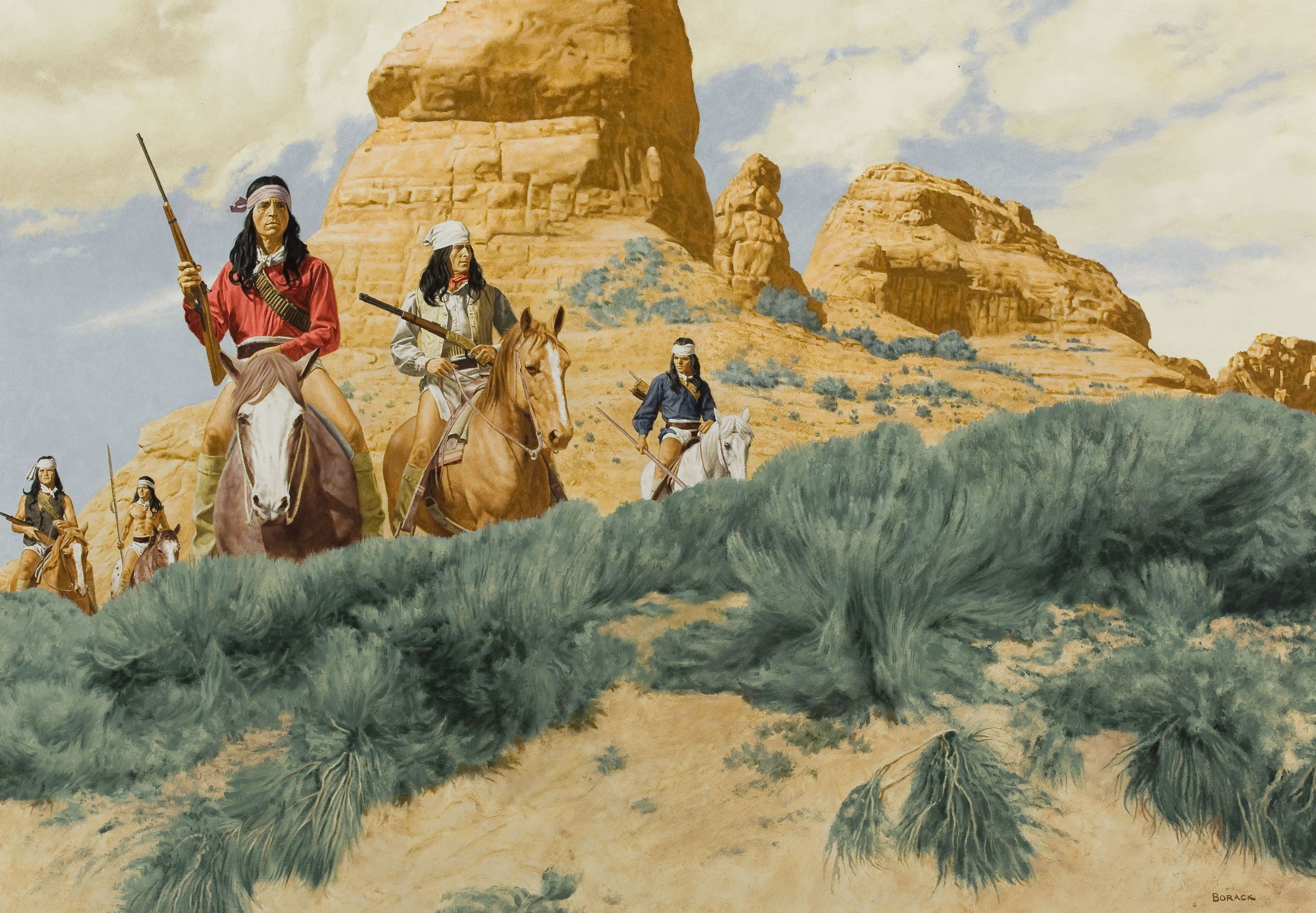 3000x2081 Indian drawing horses riders guns native american western painting  wallpaper |  | 220506 | WallpaperUP