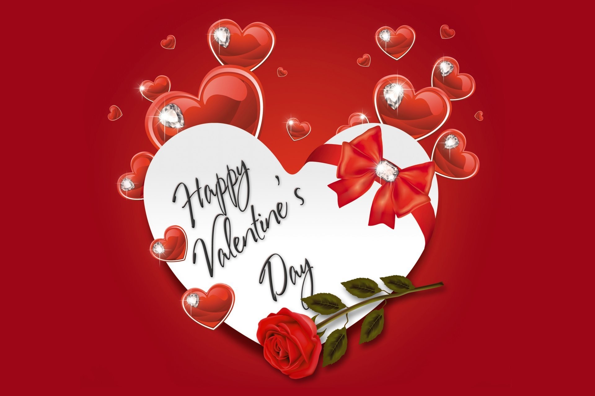 1920x1280 happy valentine's day love heart romantic rose heart heart diamonds bow