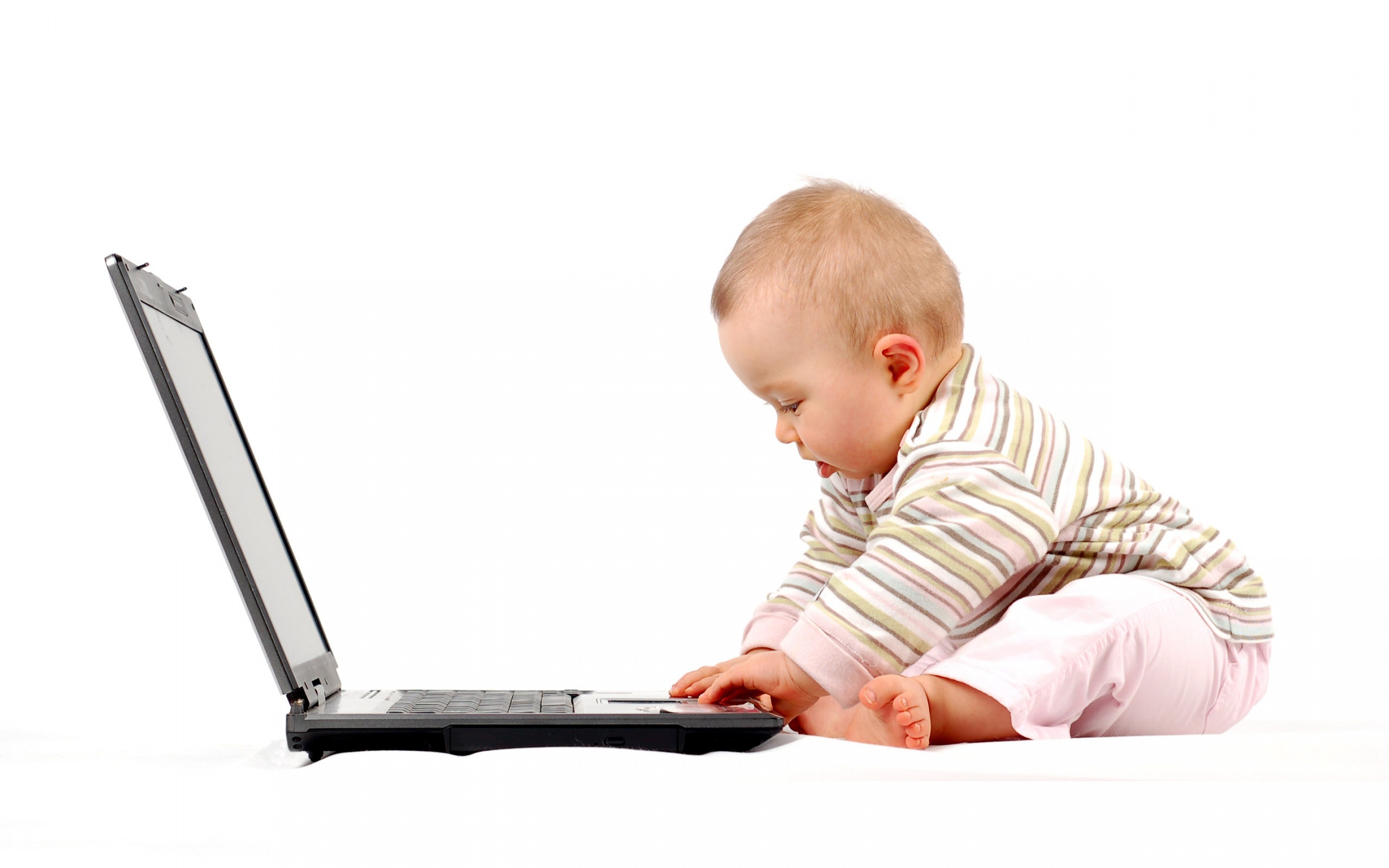 2880x1800 Funny Cute Baby Playing Laptop Wallpapers HD