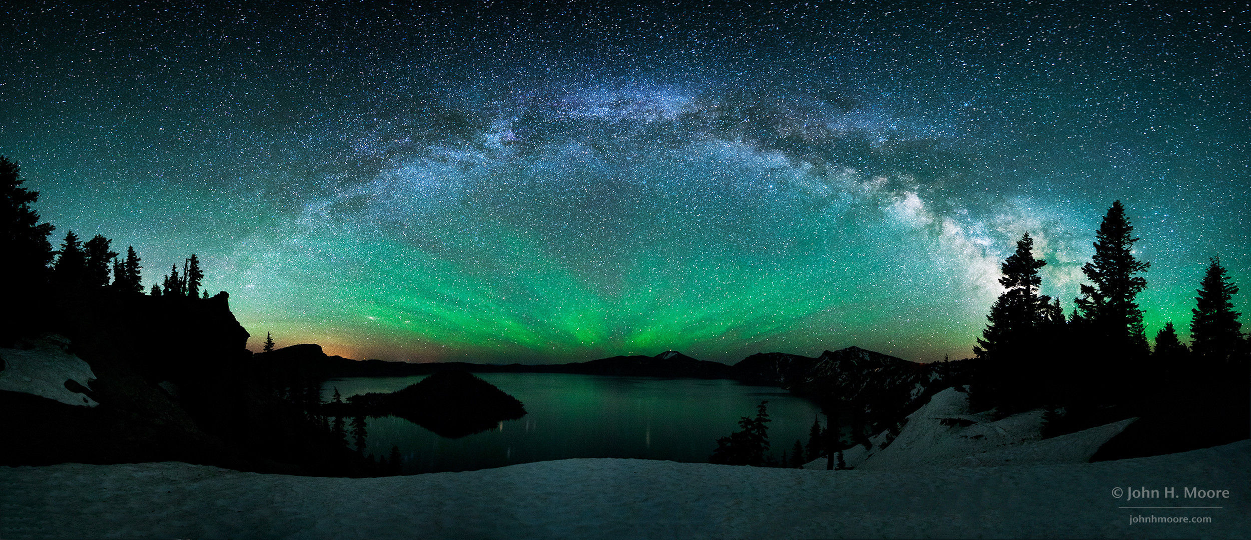 2500x1080 See Explanation. Moving the cursor over the image will bring up an  annotated version. Milky Way Over Crater Lake ...