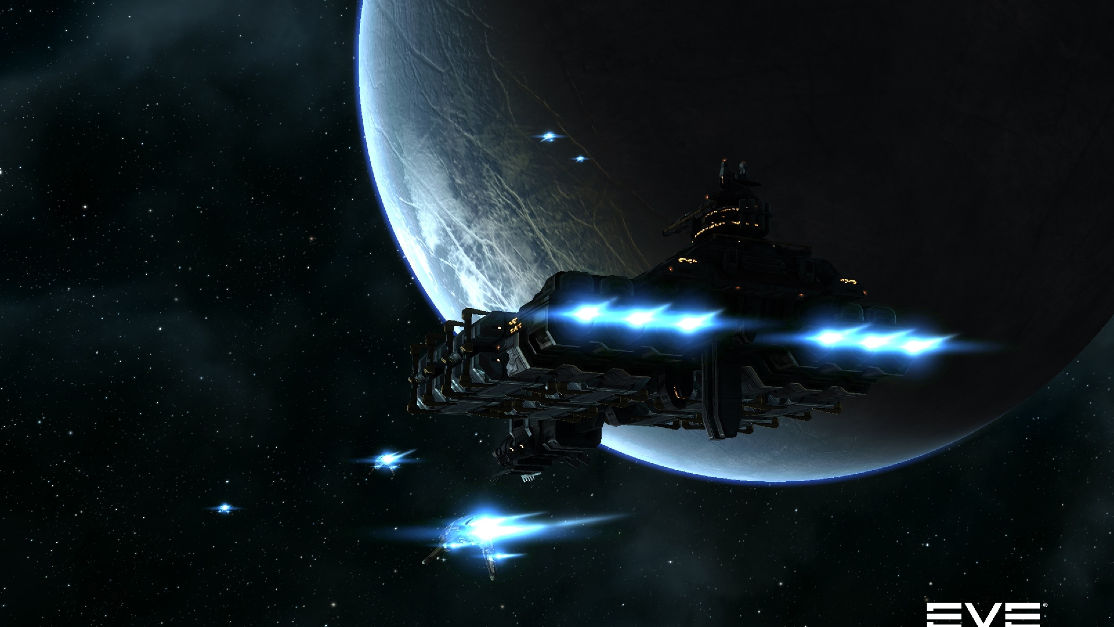 3840x2160 Preview wallpaper eve online, planet, space, spaceship 