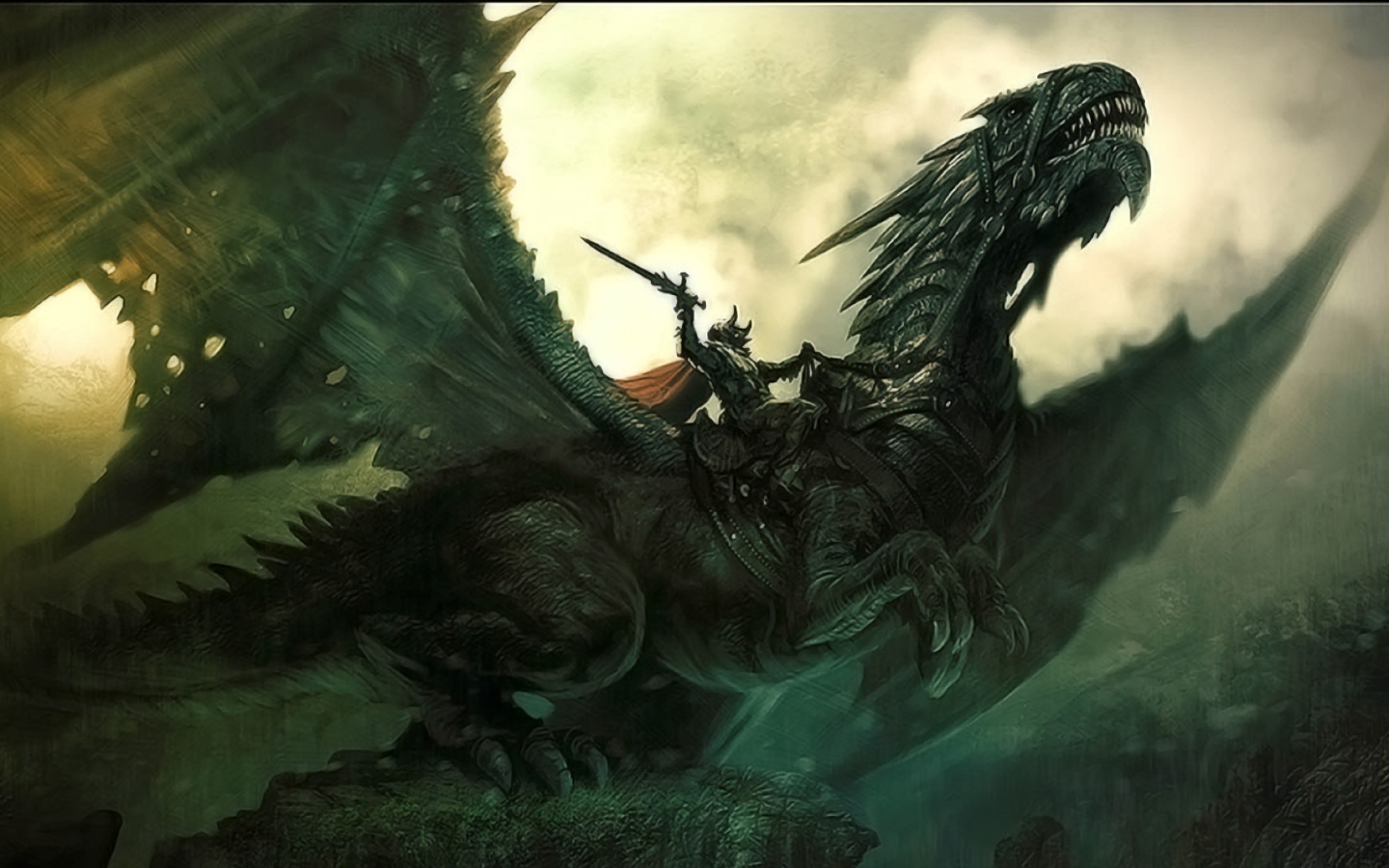 2560x1600 Femal warrior riding a dragon Wallpaper #7510 ...