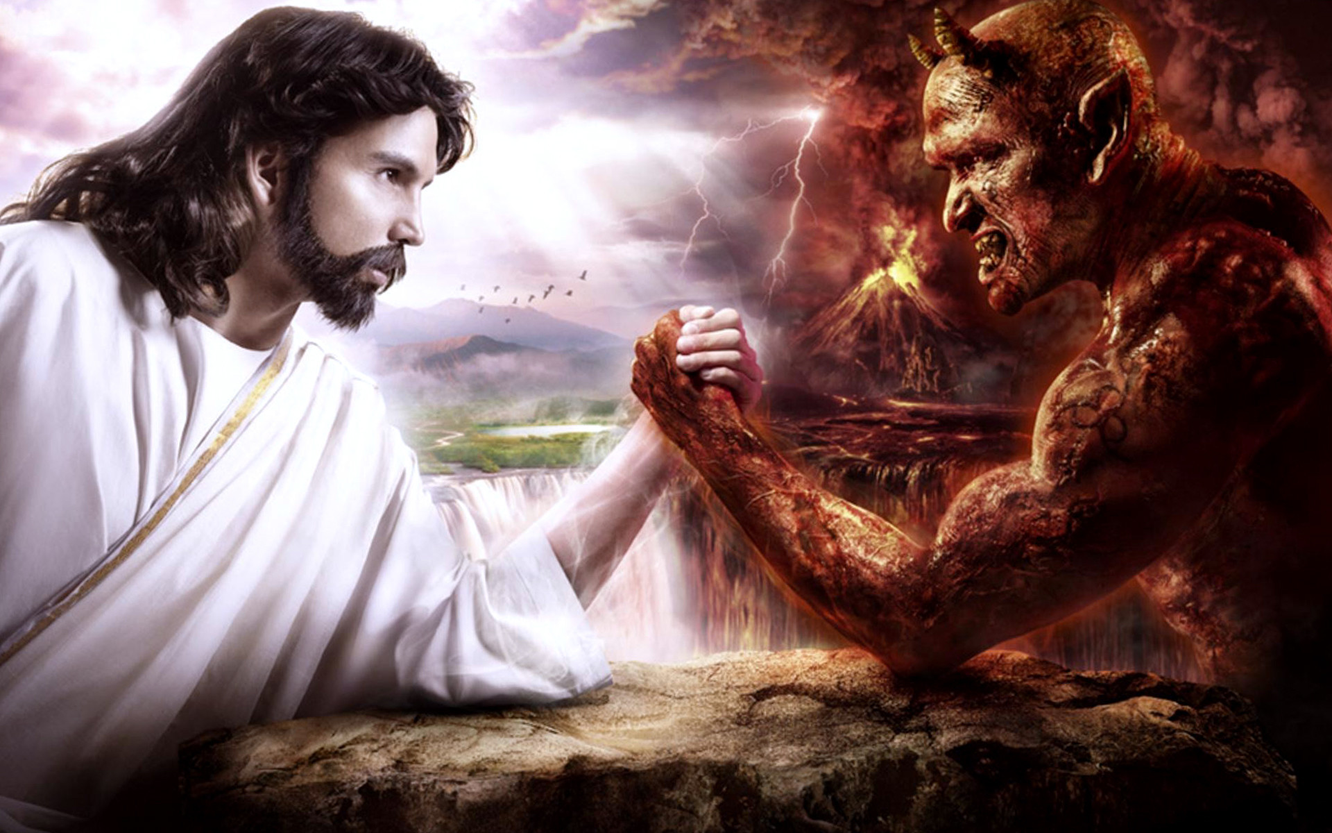 1920x1200  Jesus And Devil Funny High Definition Wallpapers HD / Desktop and  Mobile Backgrounds