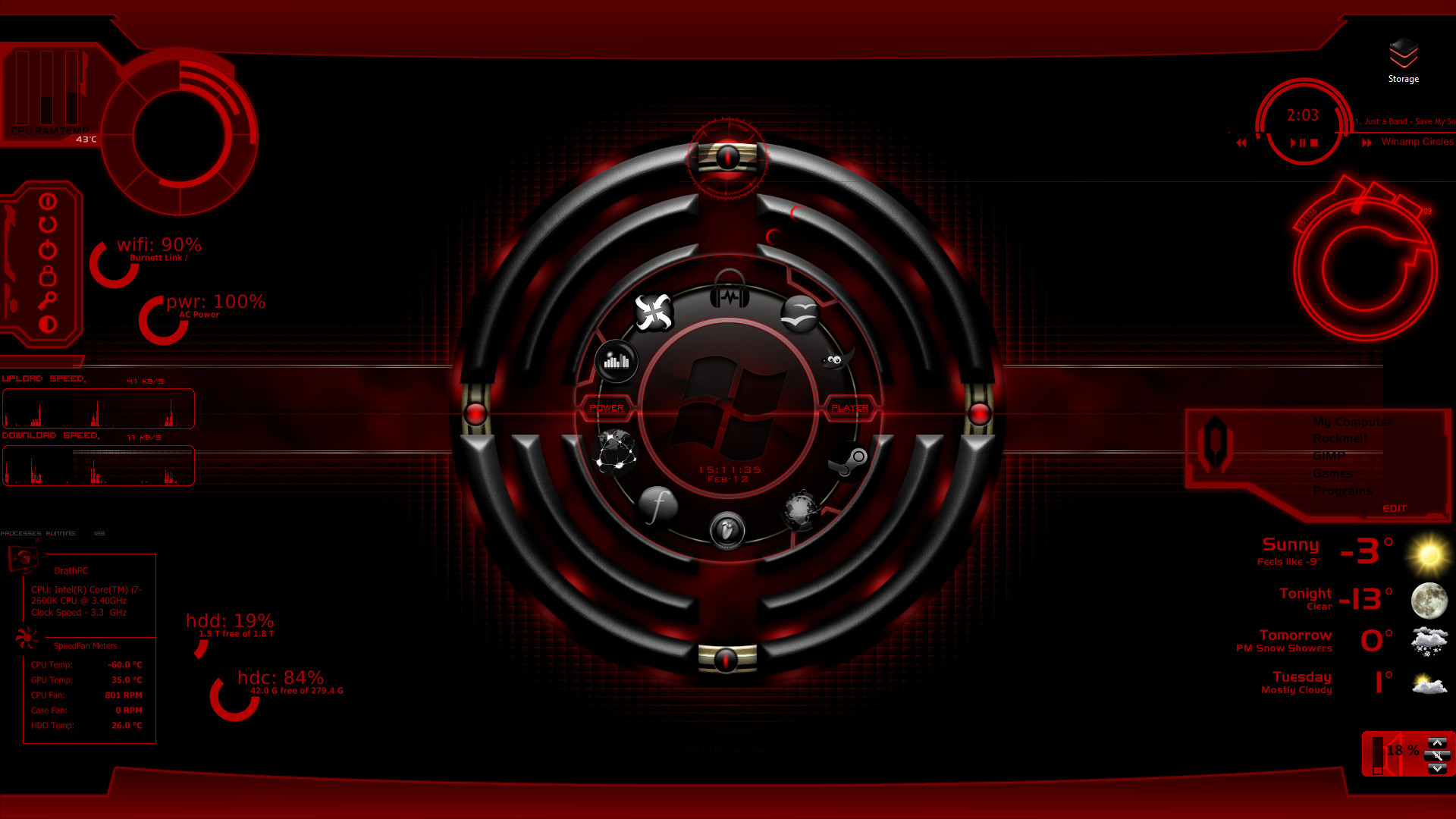 1920x1080 ... Black and Red Windows 7 Theme by Dratheus
