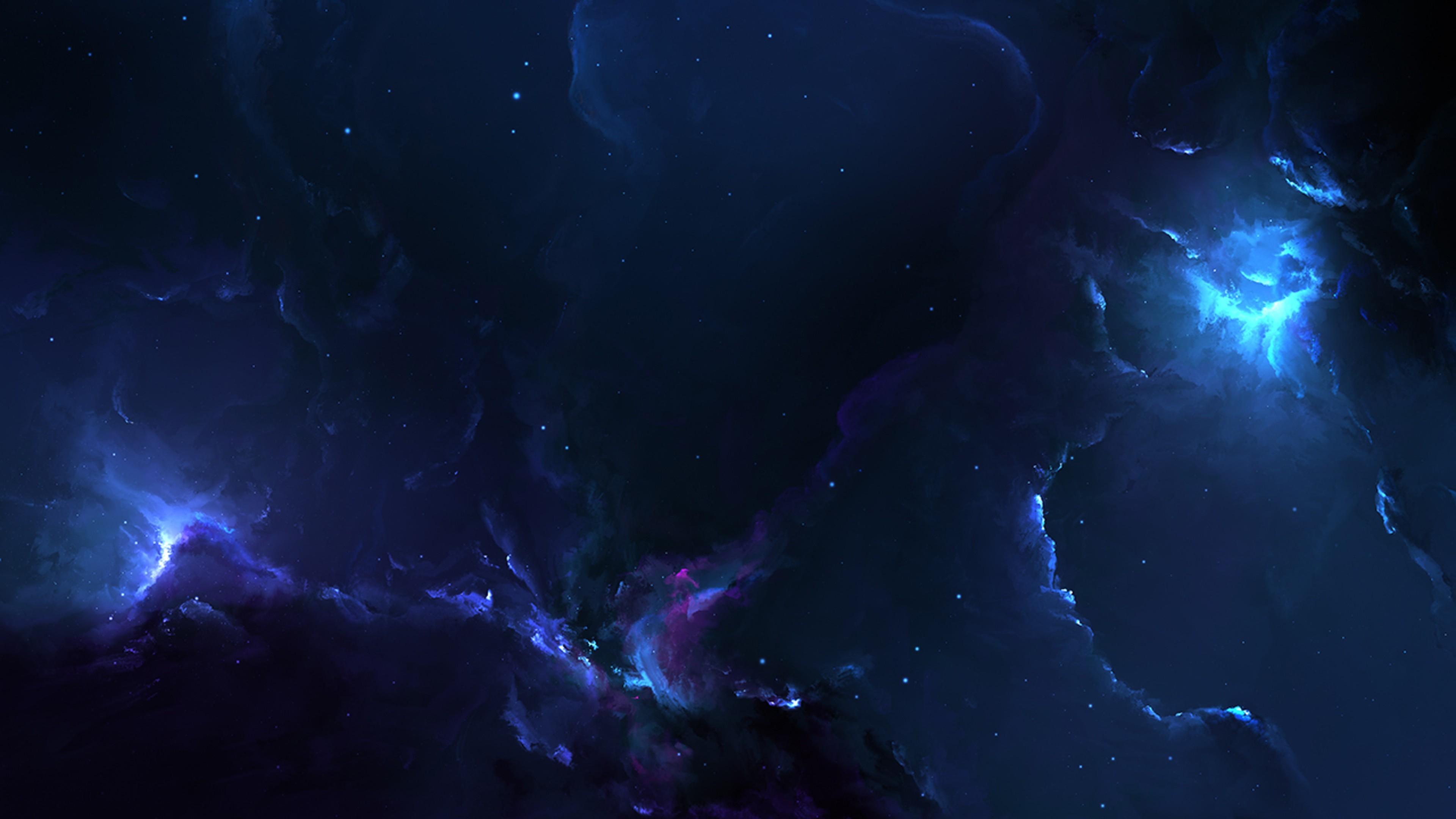3840x2160 General  nebula space blue stars 3D