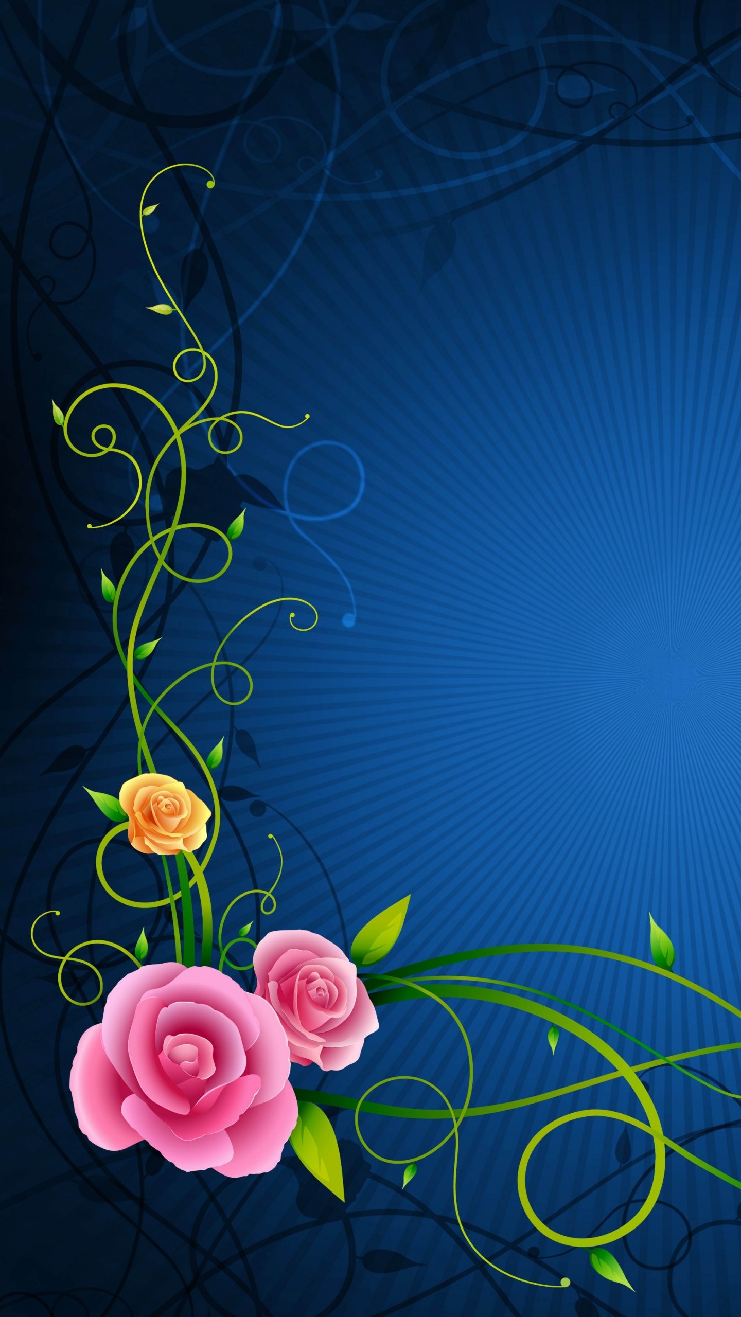 1440x2560 Preview wallpaper flowers, lines, patterns 