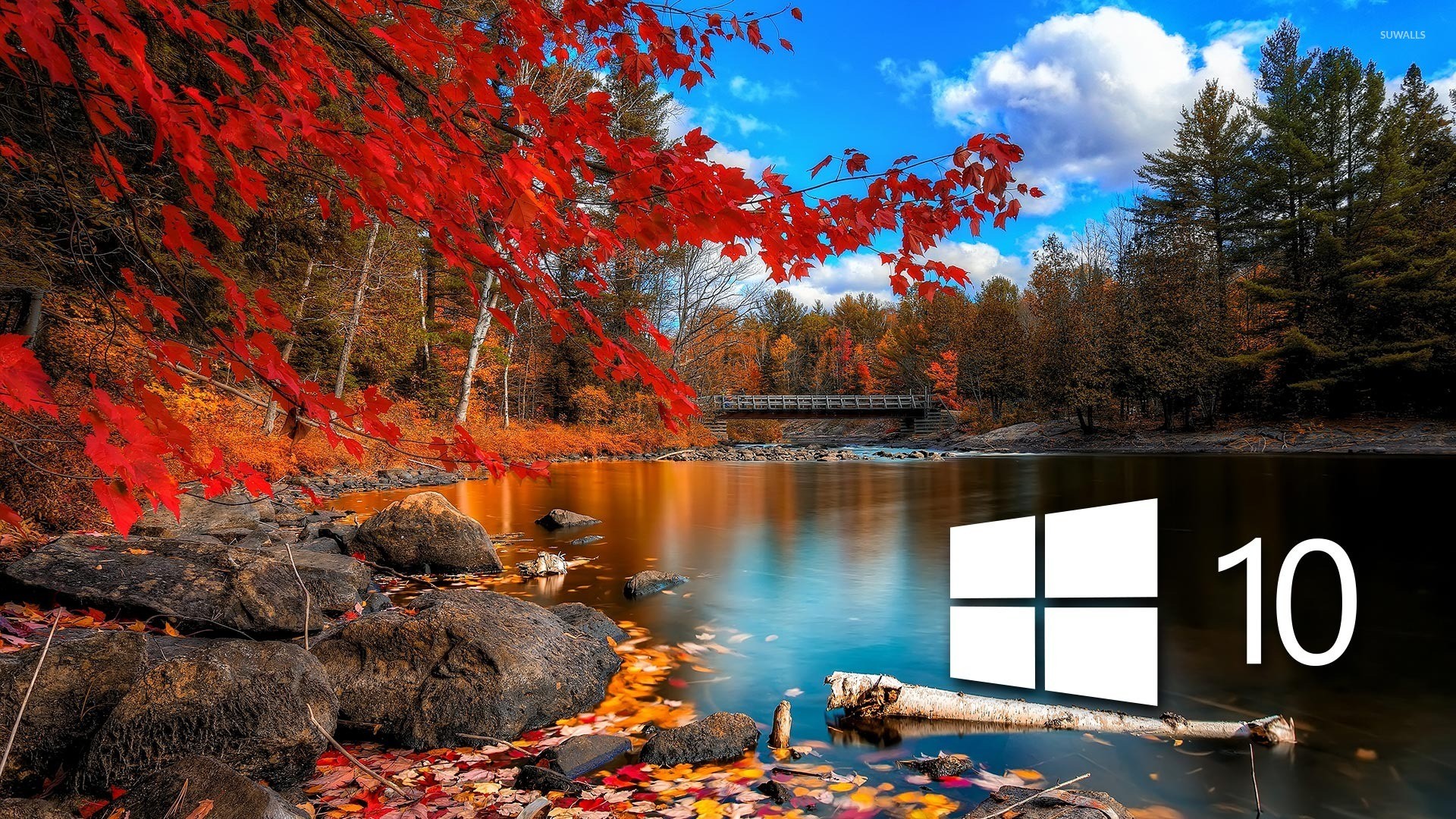 1920x1080 Windows 10 over the lake simple logo wallpaper