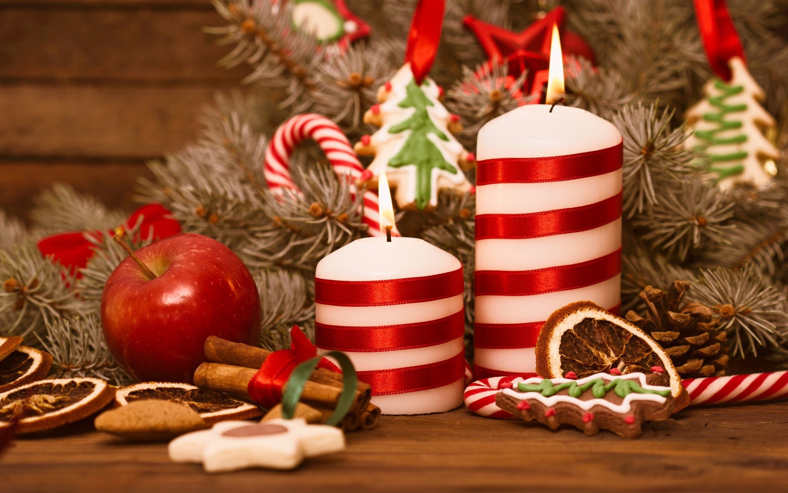 2560x1600 Christmas, Candles, Treats, Apples Wallpapers HD / Desktop and Mobile  Backgrounds