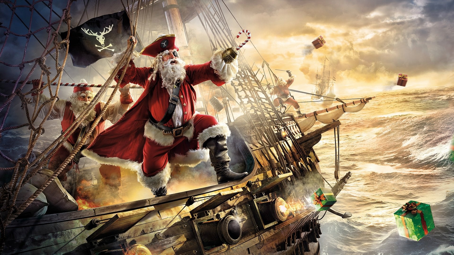 1920x1080 Epic Pirate Santa Clause Christmas Wallpaper - DigitalArt.io