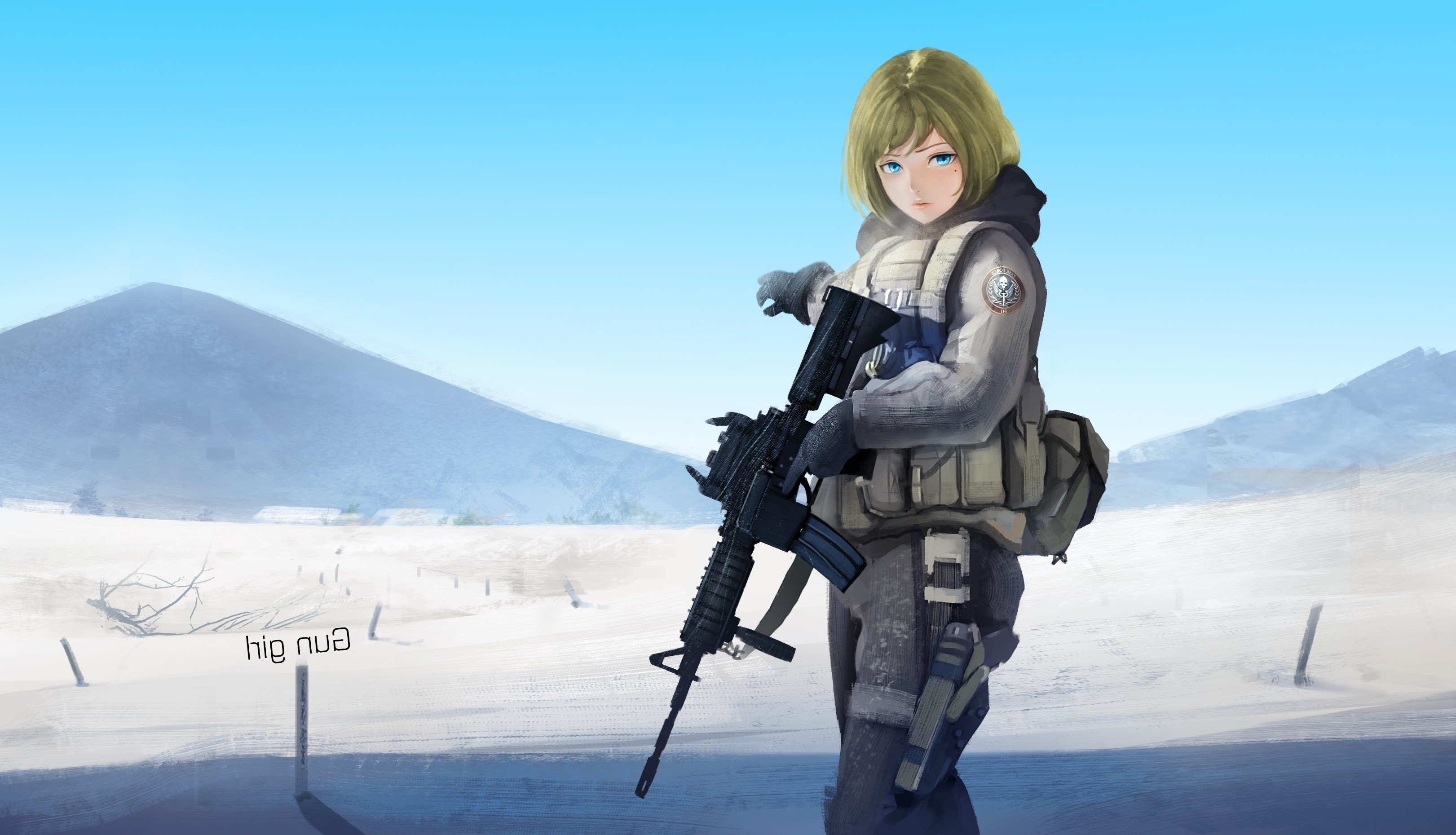 3242x1859 anime Girls, Anime, Women With Guns, Blonde, Blue Eyes, Gun, Weapon,  Original Characters, Snow, M4A1 Wallpapers HD / Desktop and Mobile  Backgrounds