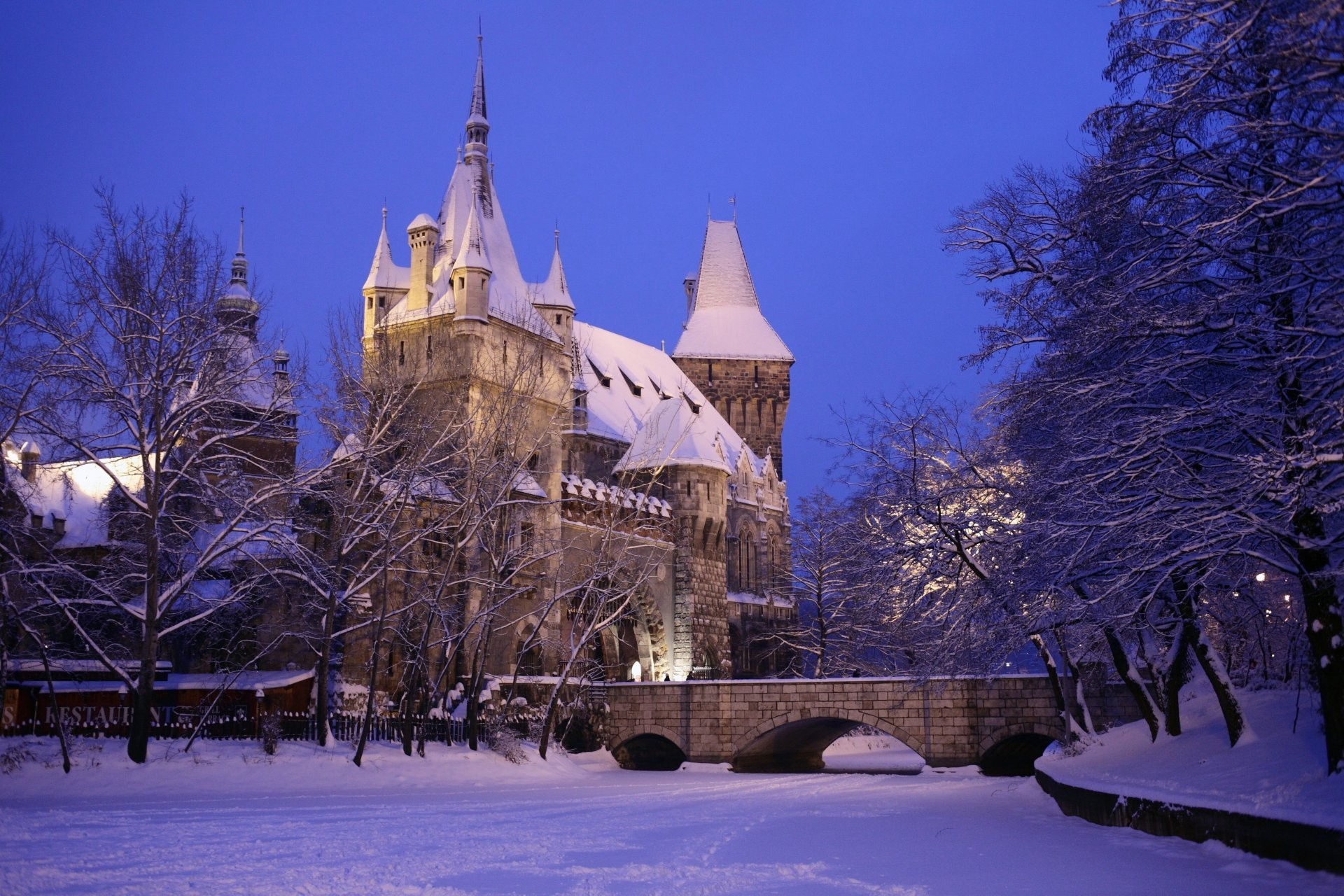 1920x1280 castle hungary winter vajdahunyad budapest snow town photo