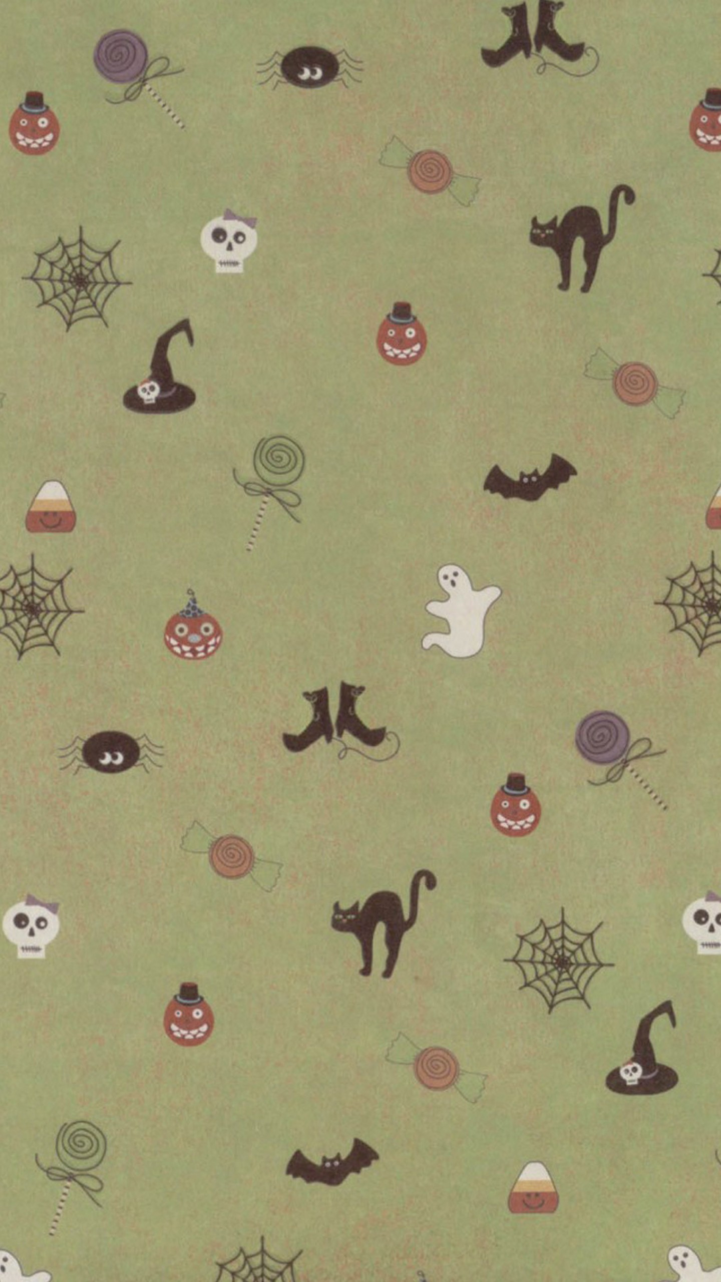 1440x2560 Cute Halloween Pattern Wallpaper