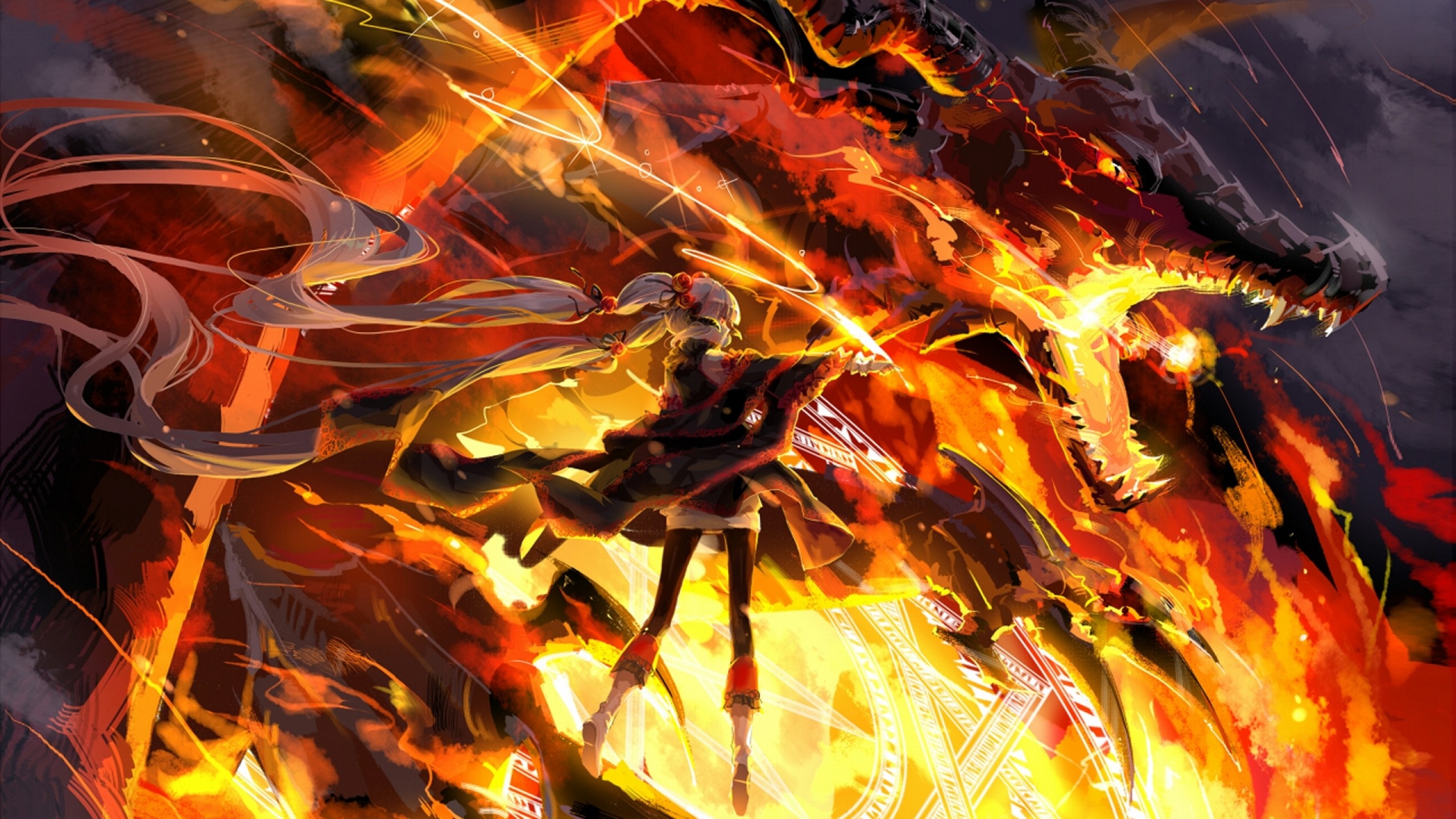 2560x1440 dragons fire anime Wallpaper HD