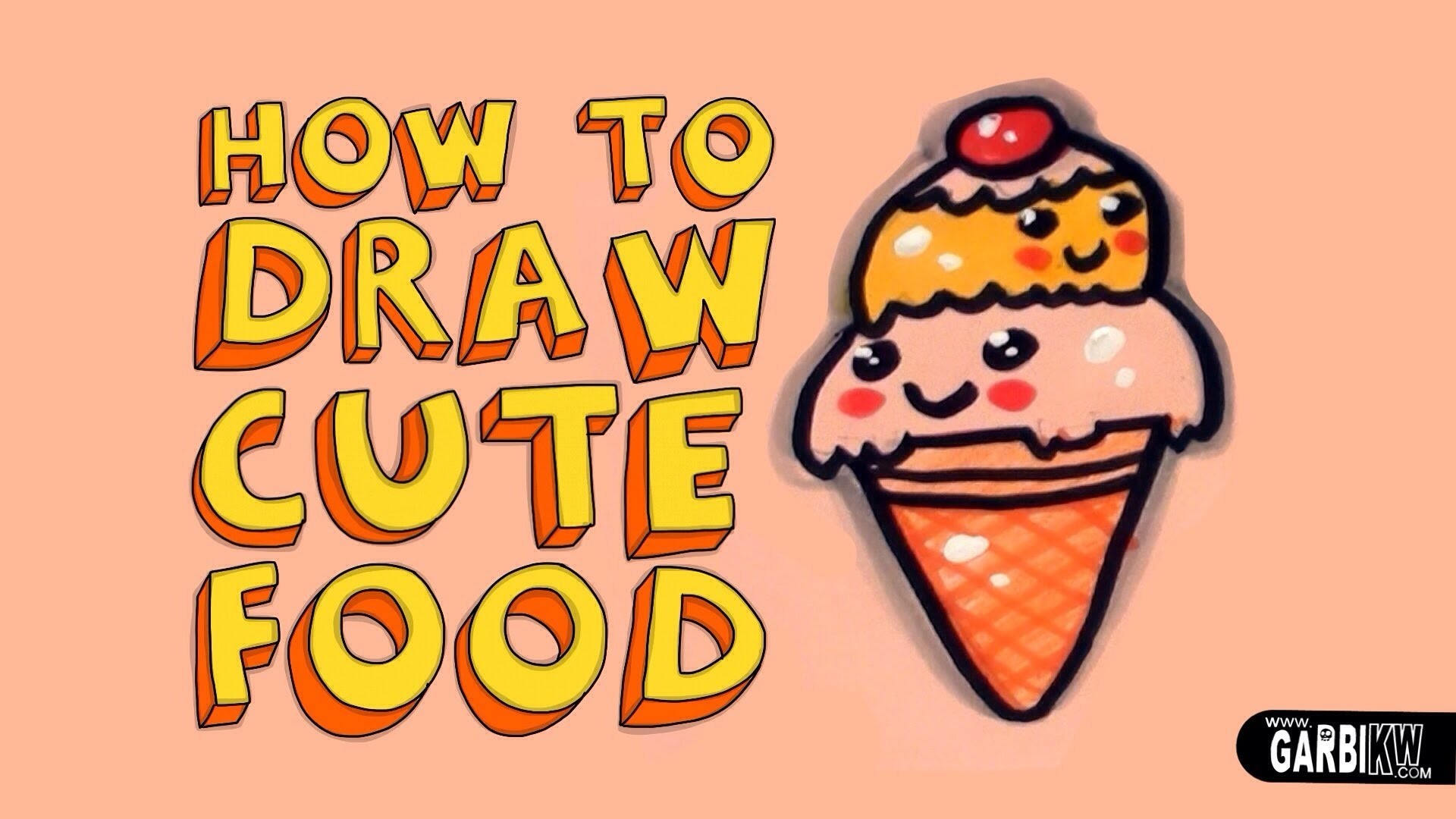 1920x1080 How To Draw a Cute Ice Cream - Kawaii Food - Easy Drawings by Garbi KW -  YouTube