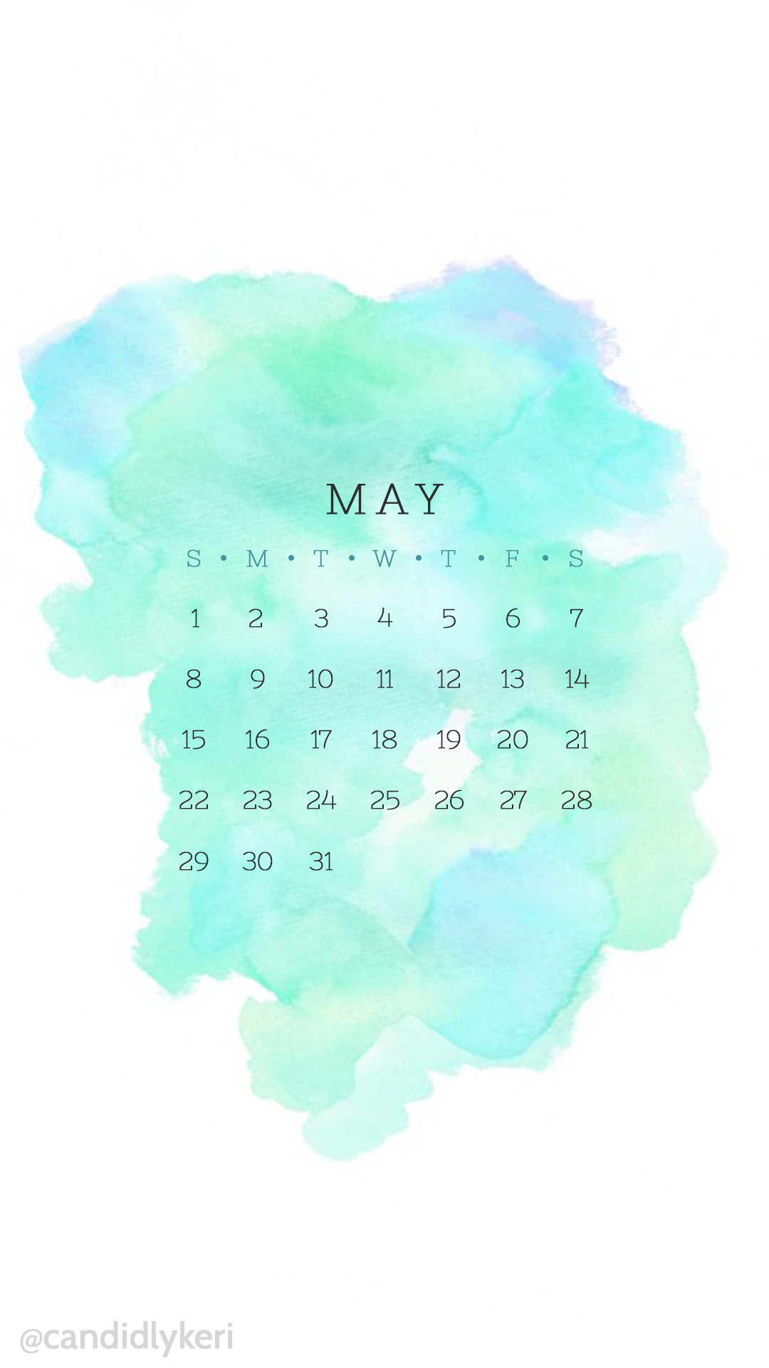 1080x1920 Blue turquoise and green may 2016 calendar wallpaper free download for  iPhone android or desktop background