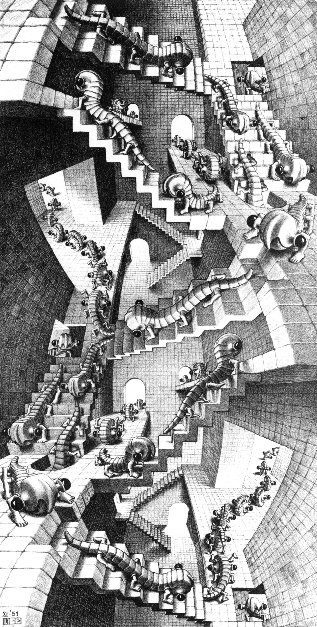 1280x2526 House of Stairs is a lithograph print by the Dutch artist M. C. Escher  which was first