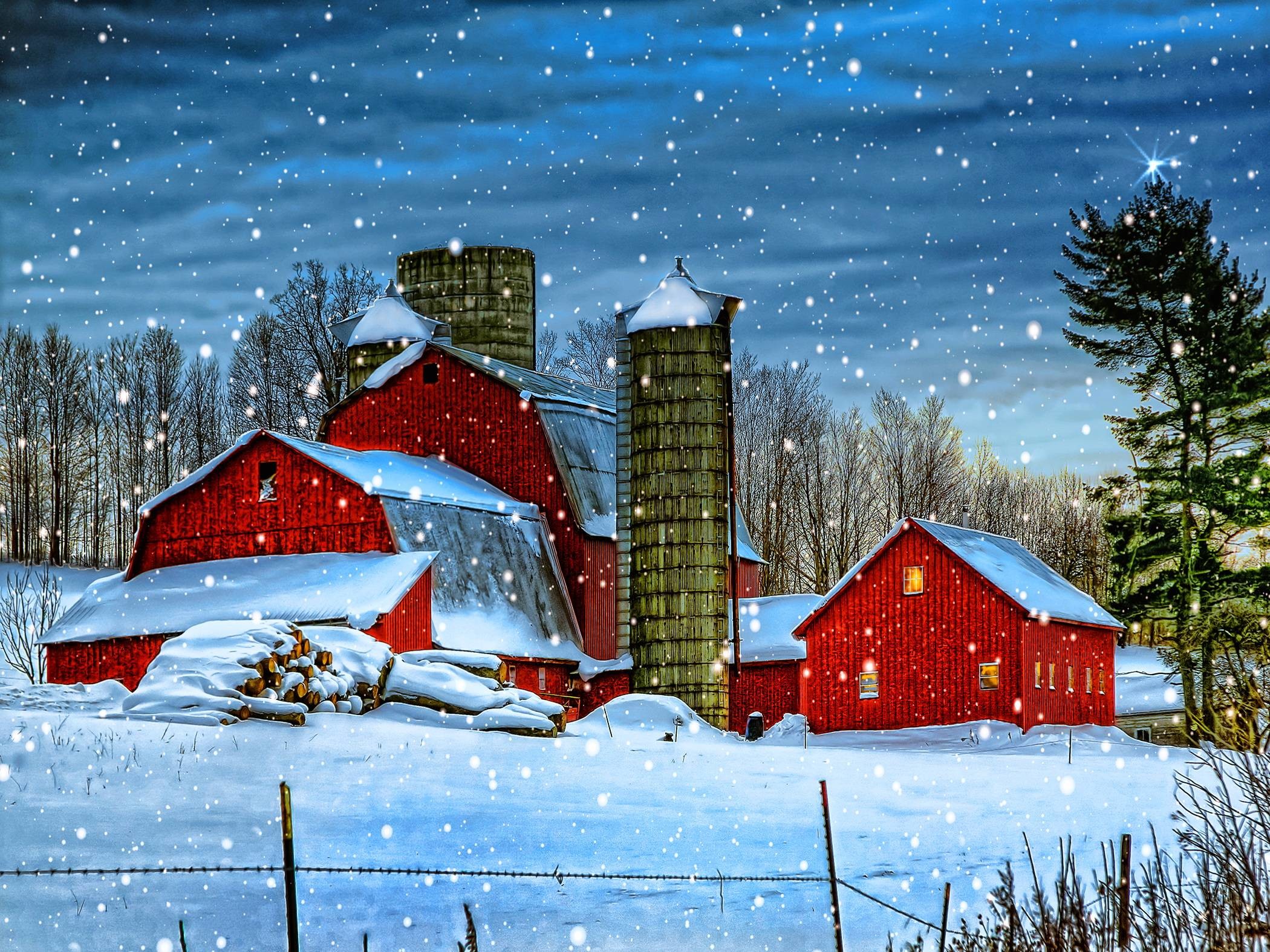 2100x1575 Cabins in the snow Wallpaper | High Quality Wallpaper