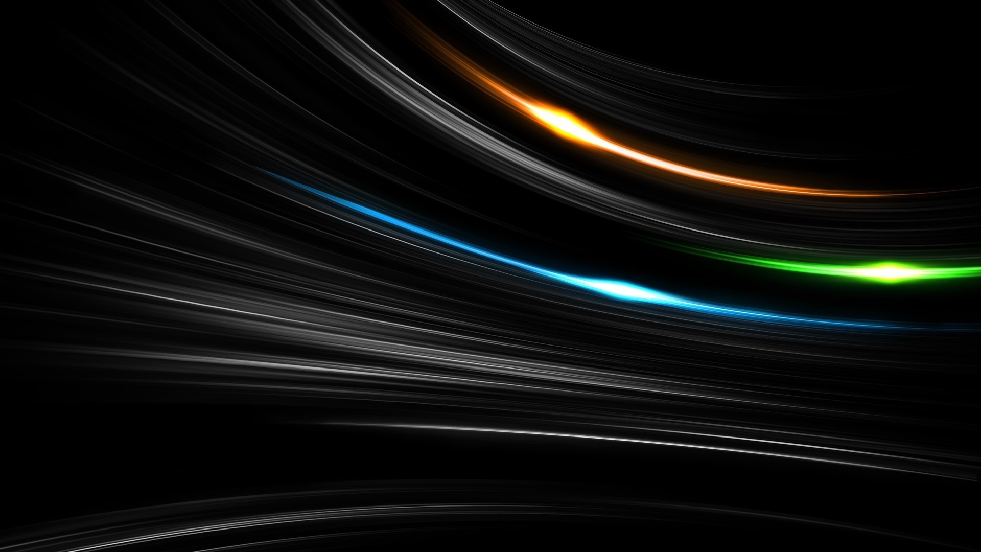 1920x1080 minimalism, Black Background, Digital Art, Abstract, Lines, Glowing,  Orange, Blue, Green Wallpapers HD / Desktop and Mobile Backgrounds