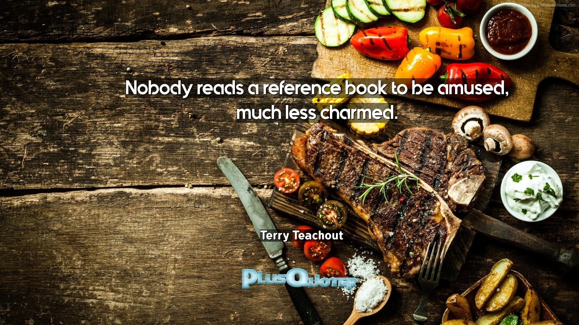 1920x1080 Download Wallpaper with inspirational Quotes- "Nobody reads a reference  book to be amused,