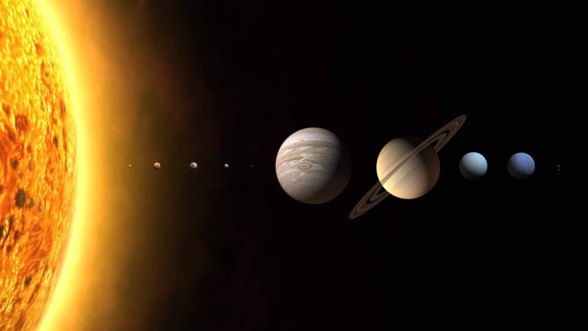 1920x1080 Wallpaper solar system in scale