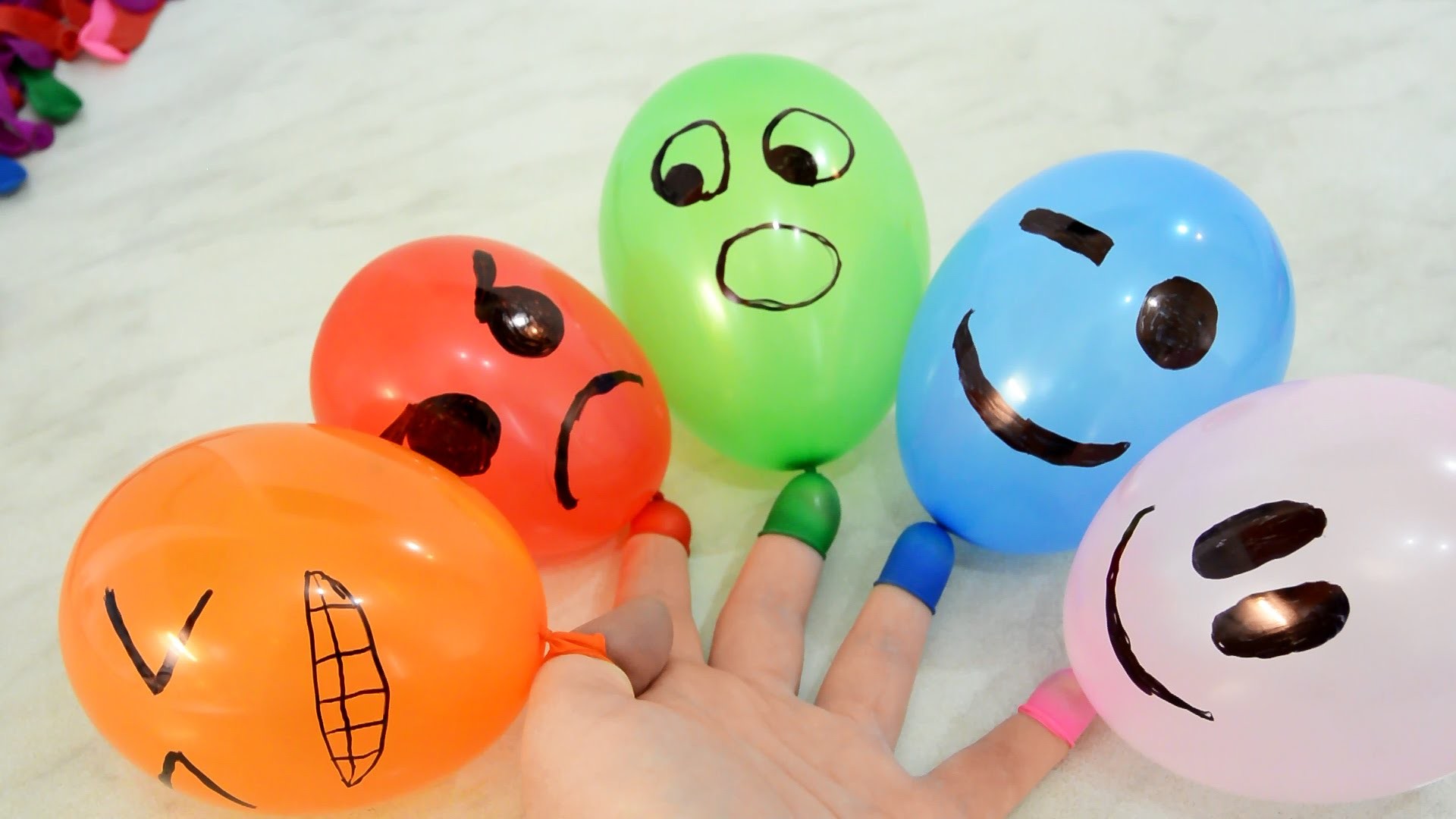 1920x1080 5 Funny Face Balloons Collection - Learn Colors Finger Balloon Family  Nursery Rhymes compilation