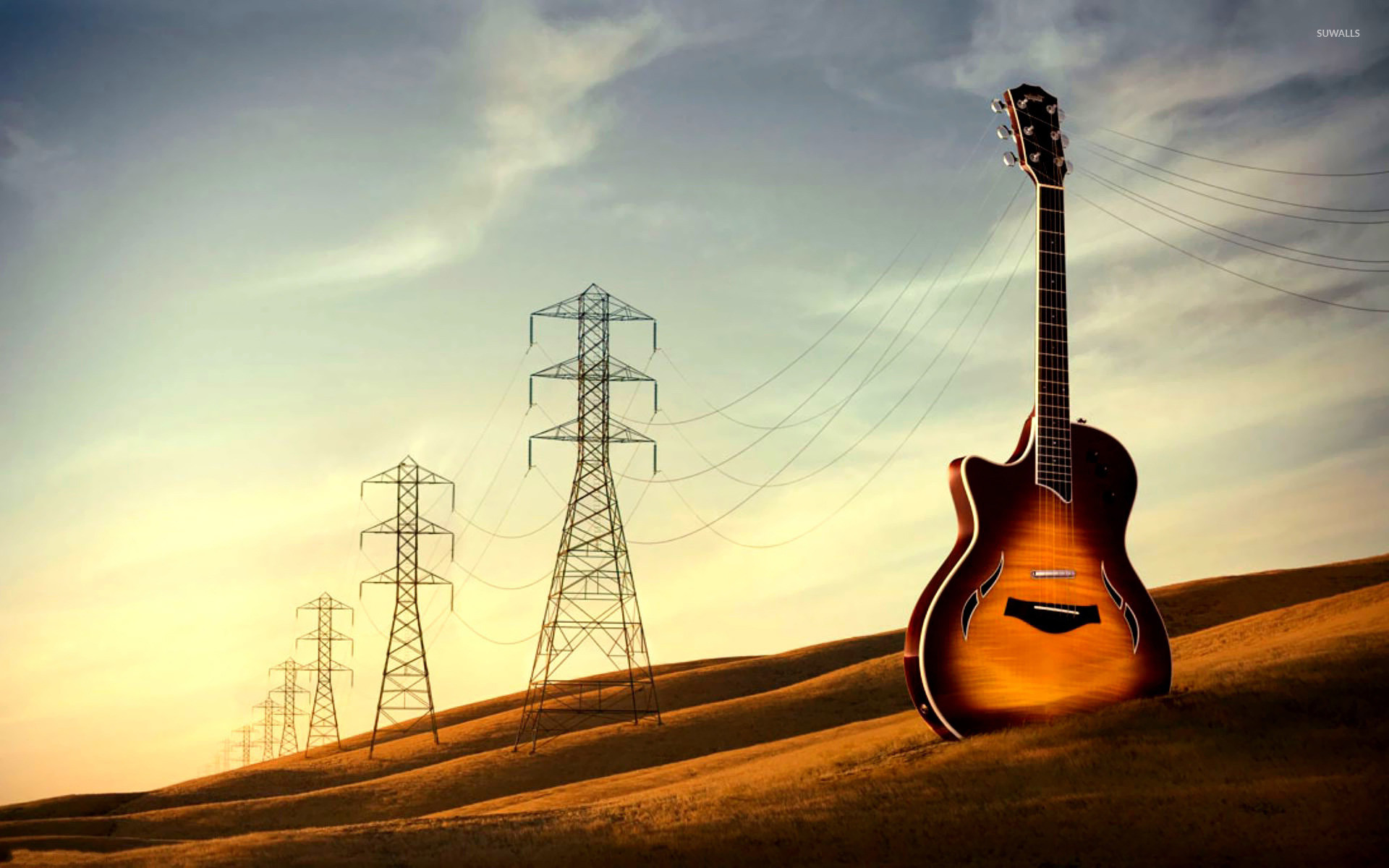 1920x1200 Guitar on the field wallpaper Music wallpapers 