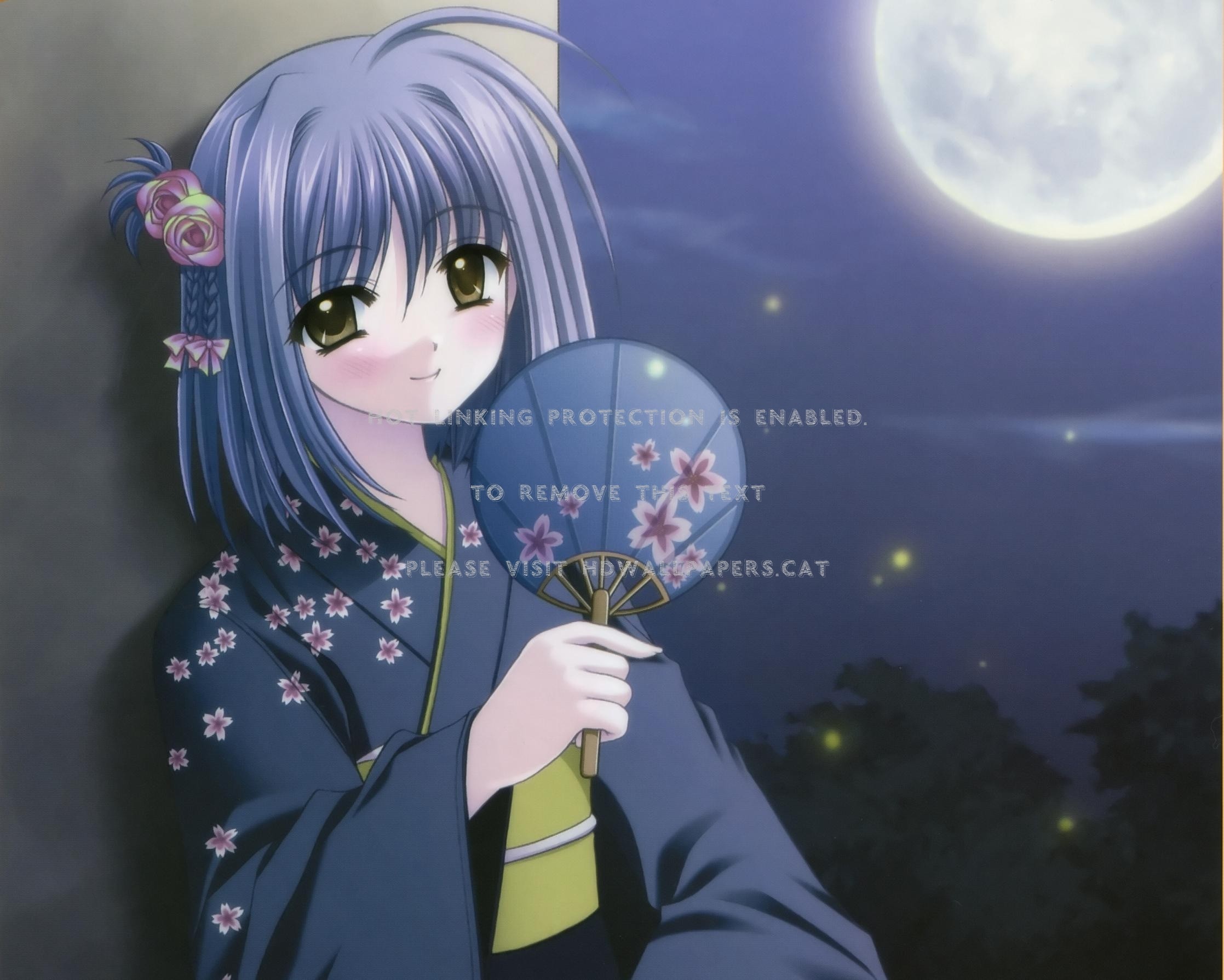 2235x1789 Peaceful Night Moon Anime Girl #1970948