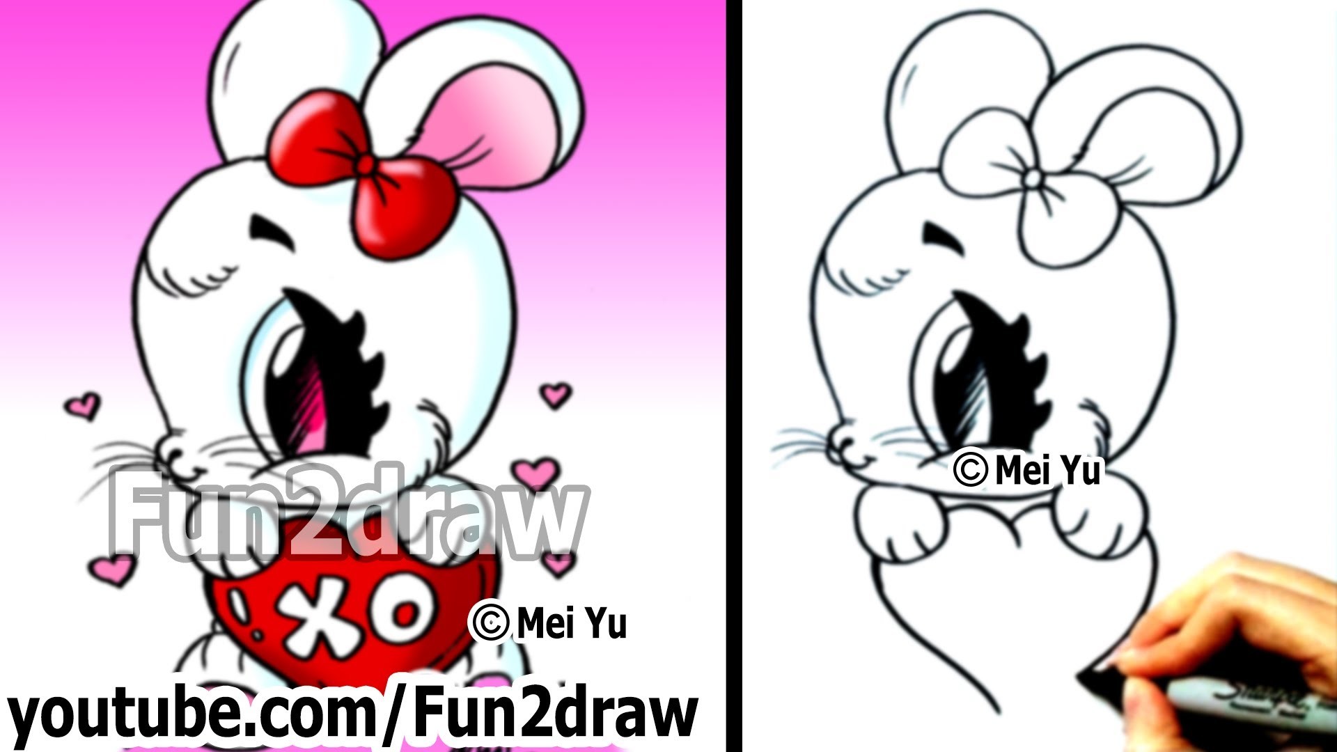 1920x1080 How to Draw a Rabbit with a Heart (Valentine's Day) - Easy Drawings - Cute  Drawings - Fun2draw - YouTube