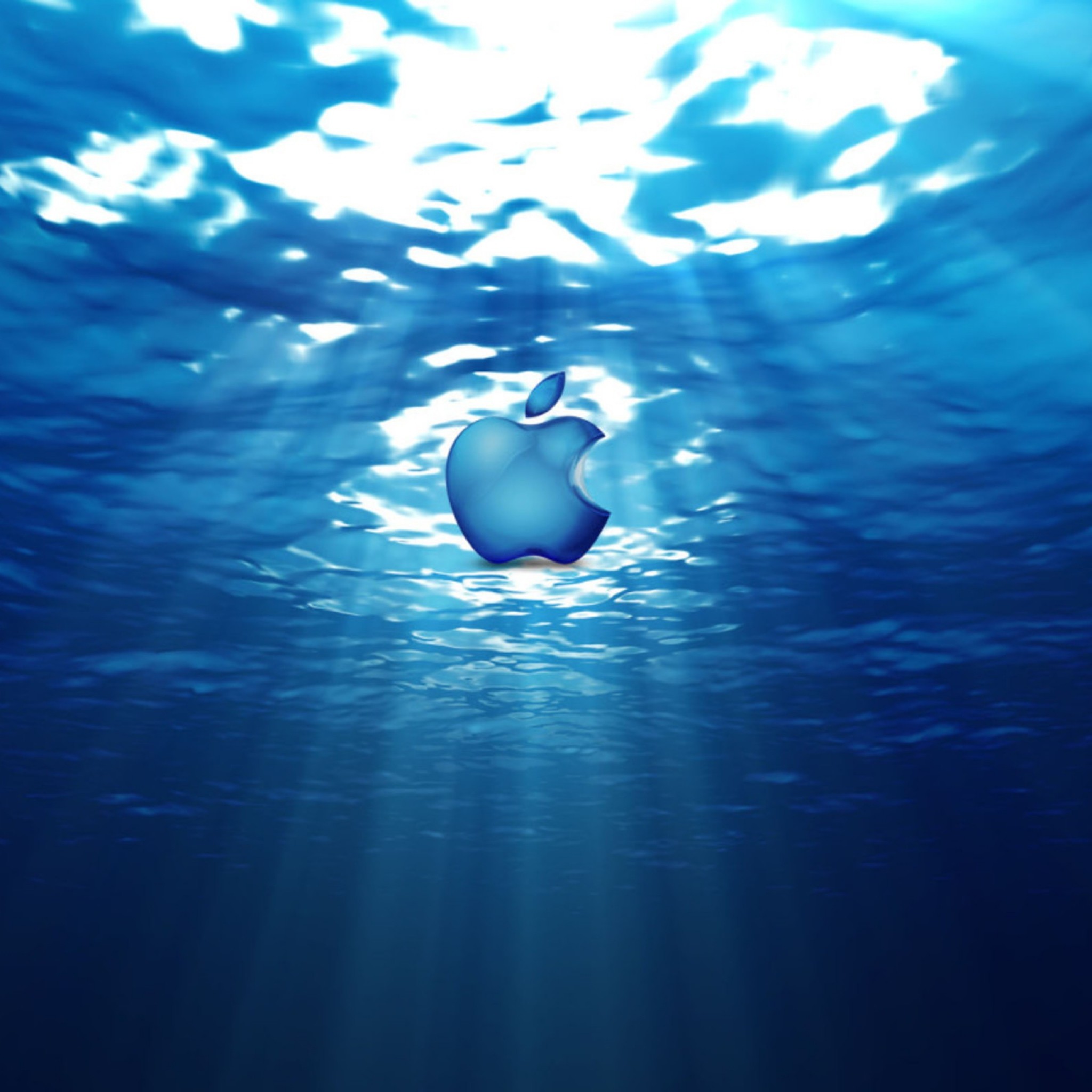 2048x2048  Wallpaper apple, mac, brand, logo, underwater, lights