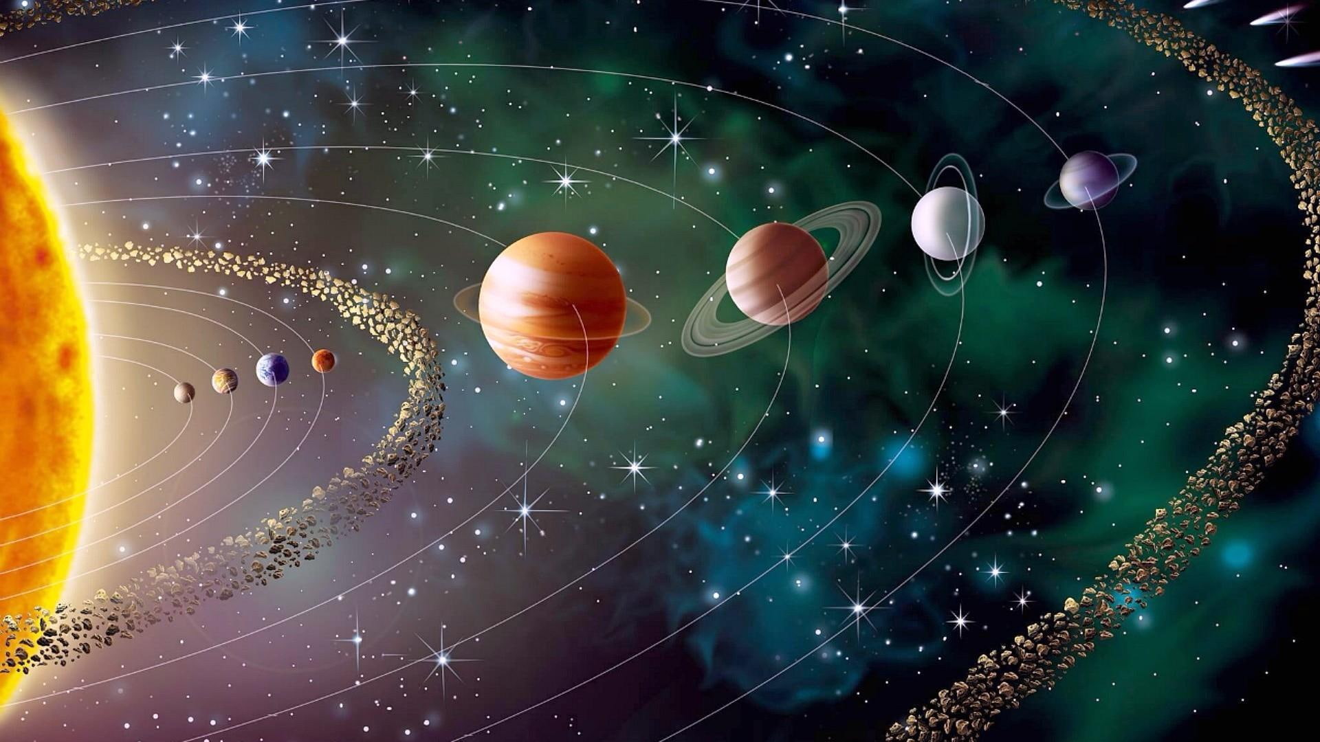 1920x1080 solar system digital wallpaper, space, earth, sun, planets, universe