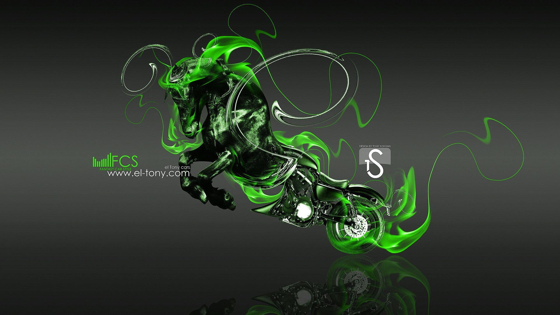 1920x1080 ... Moto-Harley-Davidson-Green-Fire-Horse-SB-2013- ...