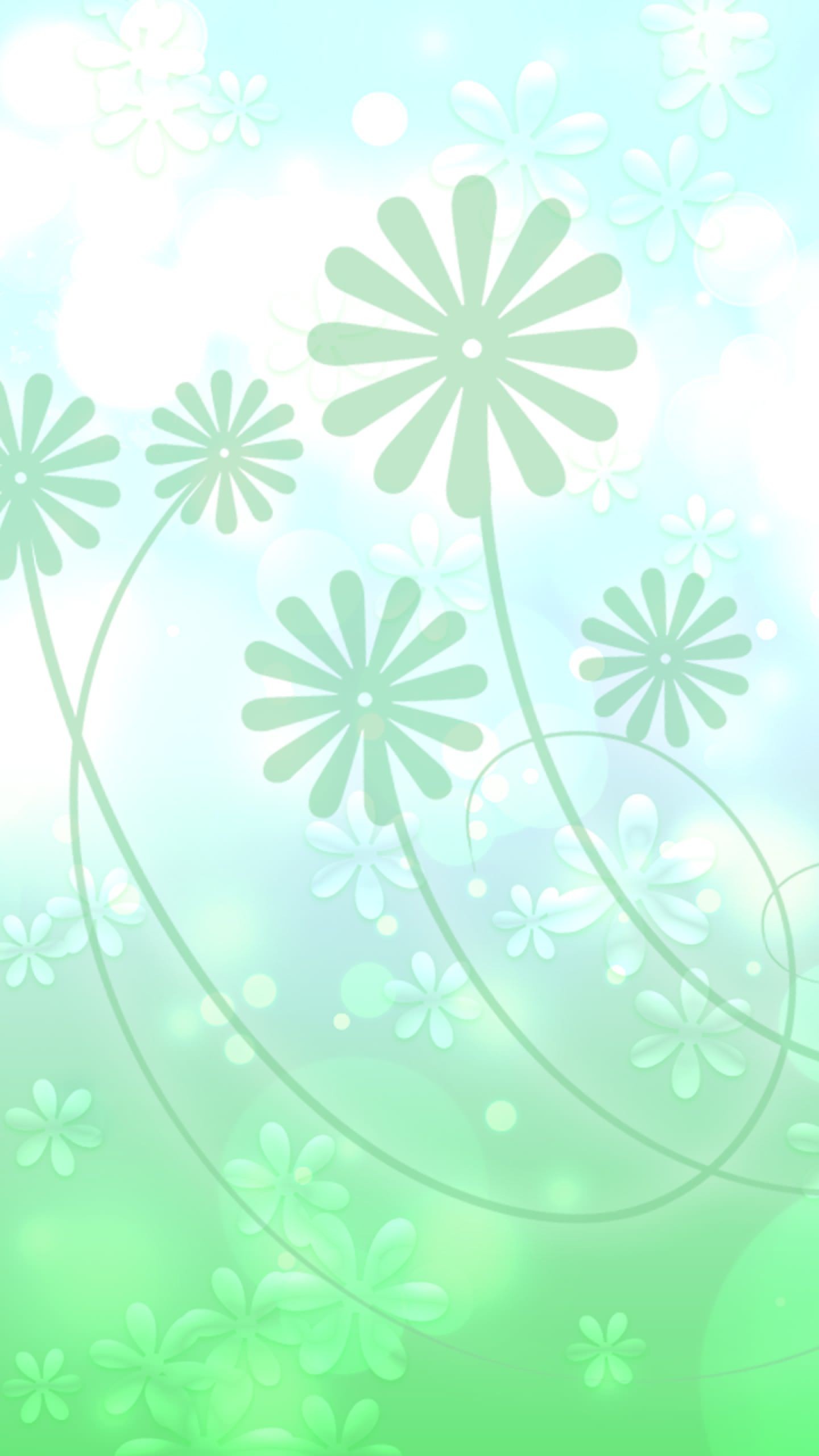1440x2560 Cute green leaf flower white Android SmartPhone Wallpaper