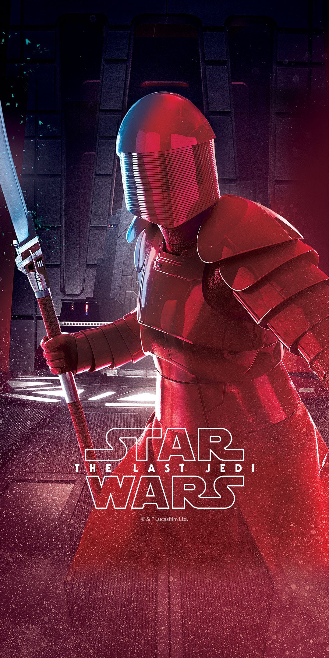 1080x2160 The first wallpaper shows the Star Wars: The Last Jedi logo. Next you'll  find a dual-image of Kylo Ren, one in black, the other in red. Wallpaper  number 3 ...