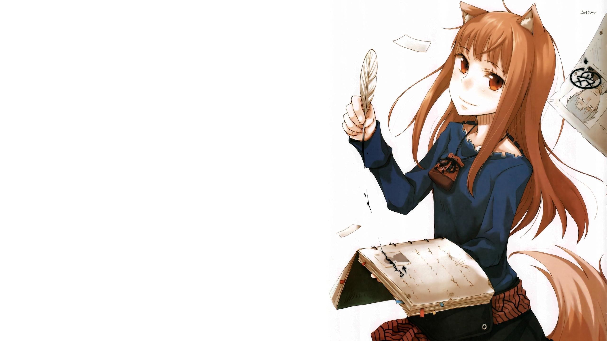 2560x1440 ... Holo writing in the diary - Spice and Wolf wallpaper  ...