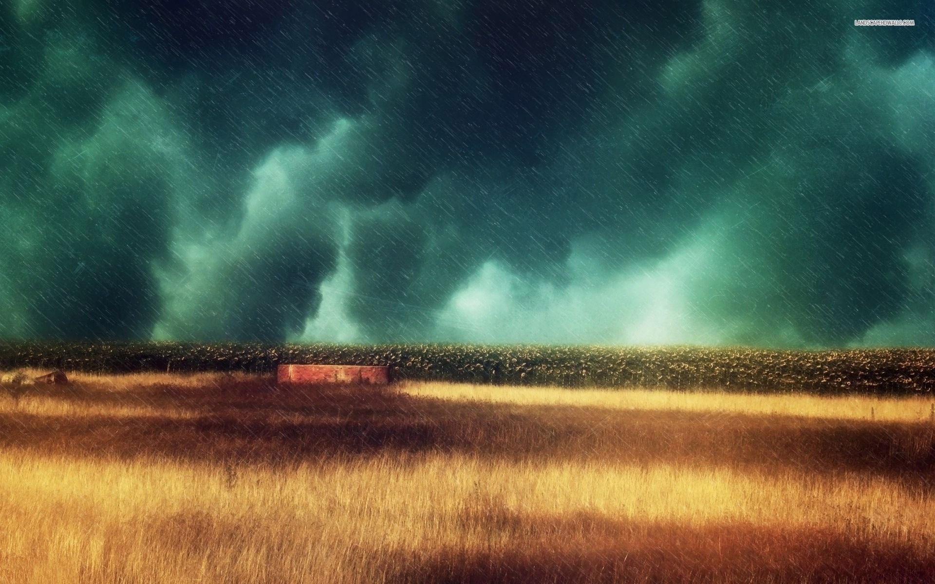 1920x1200 Rain Storm Over The Wheat Field