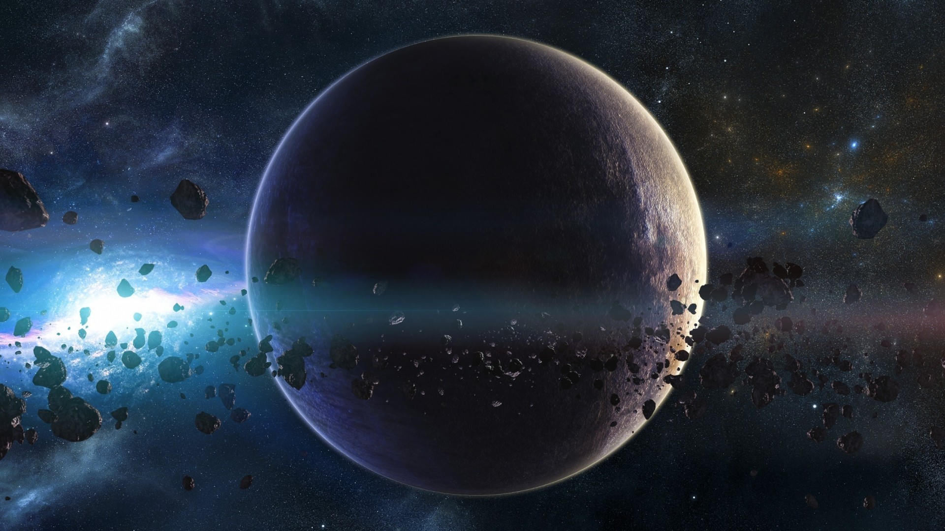 1920x1080 Preview wallpaper space, planets, asteroids, stars, belt, galaxy 