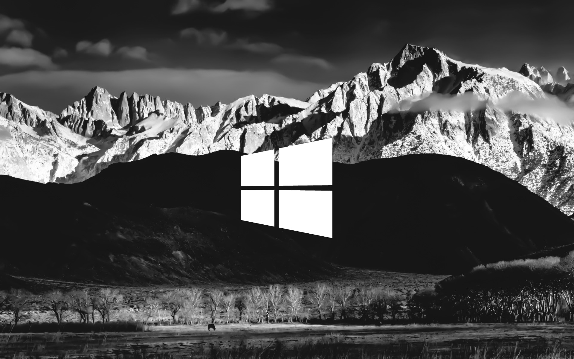 1920x1200 ... Windows 10 Black and White Mountains Wallpaper by OmbladoNGFX