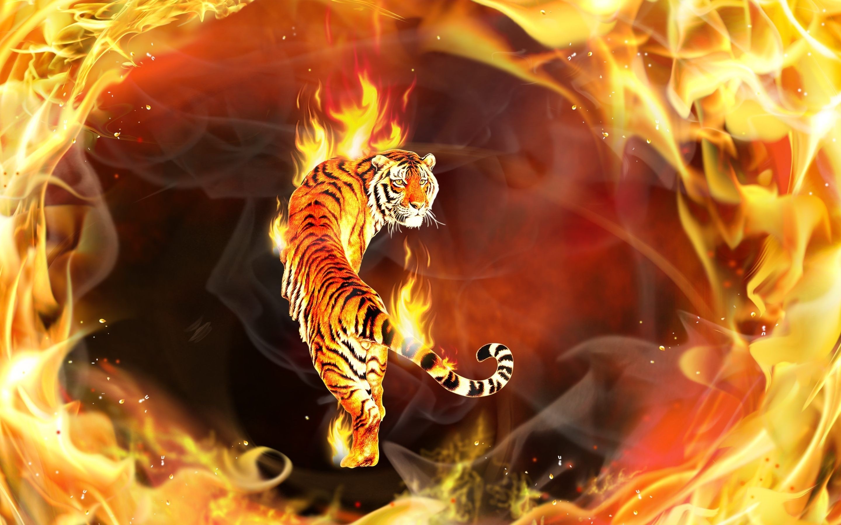 2880x1800 The Most Beautiful Fantasy Fire Animal Wallpaper