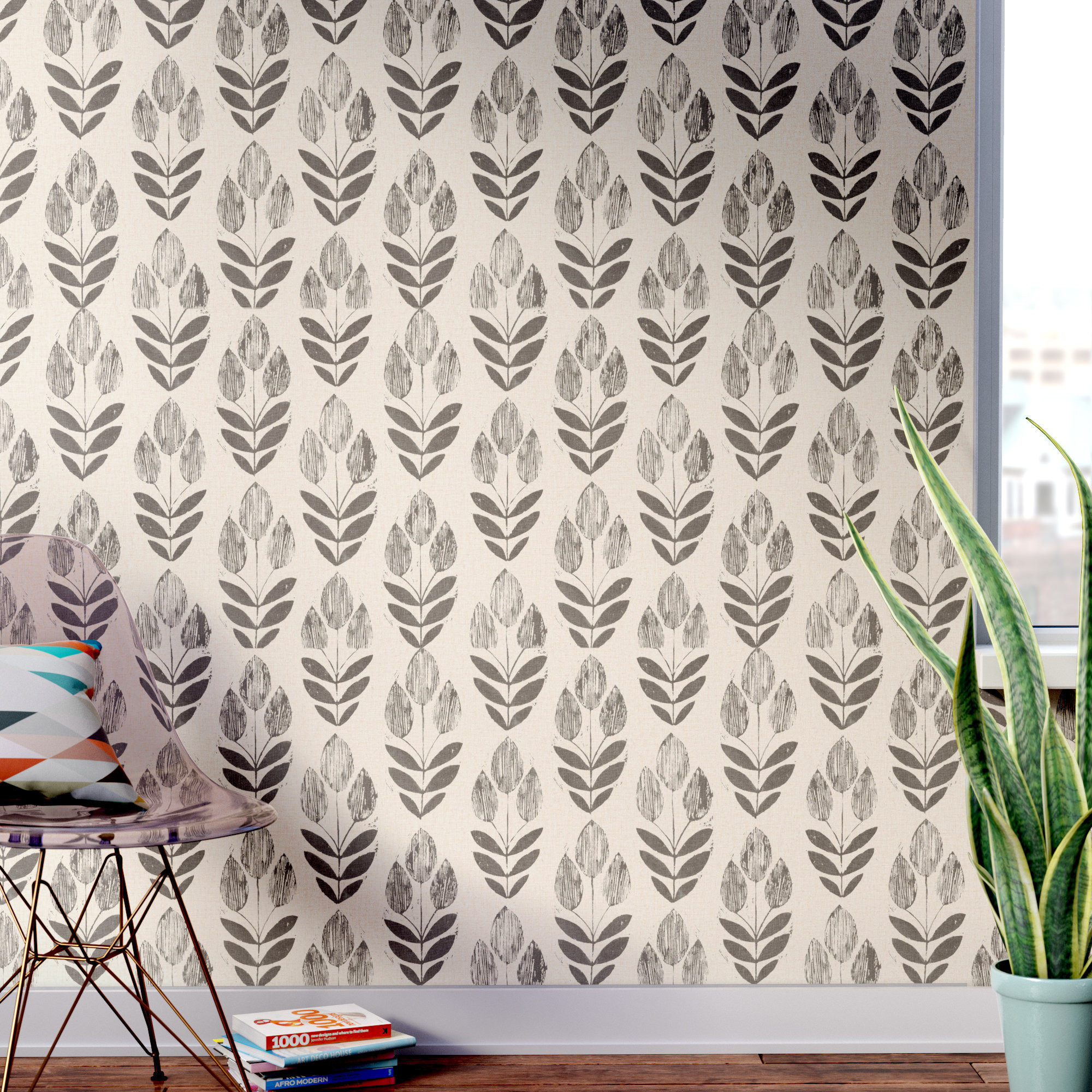 2000x2000 Brayden Studio Ladwig Scandinavian 33' x 20.5" Block Tulip Floral Wallpaper  Roll & Reviews | Wayfair