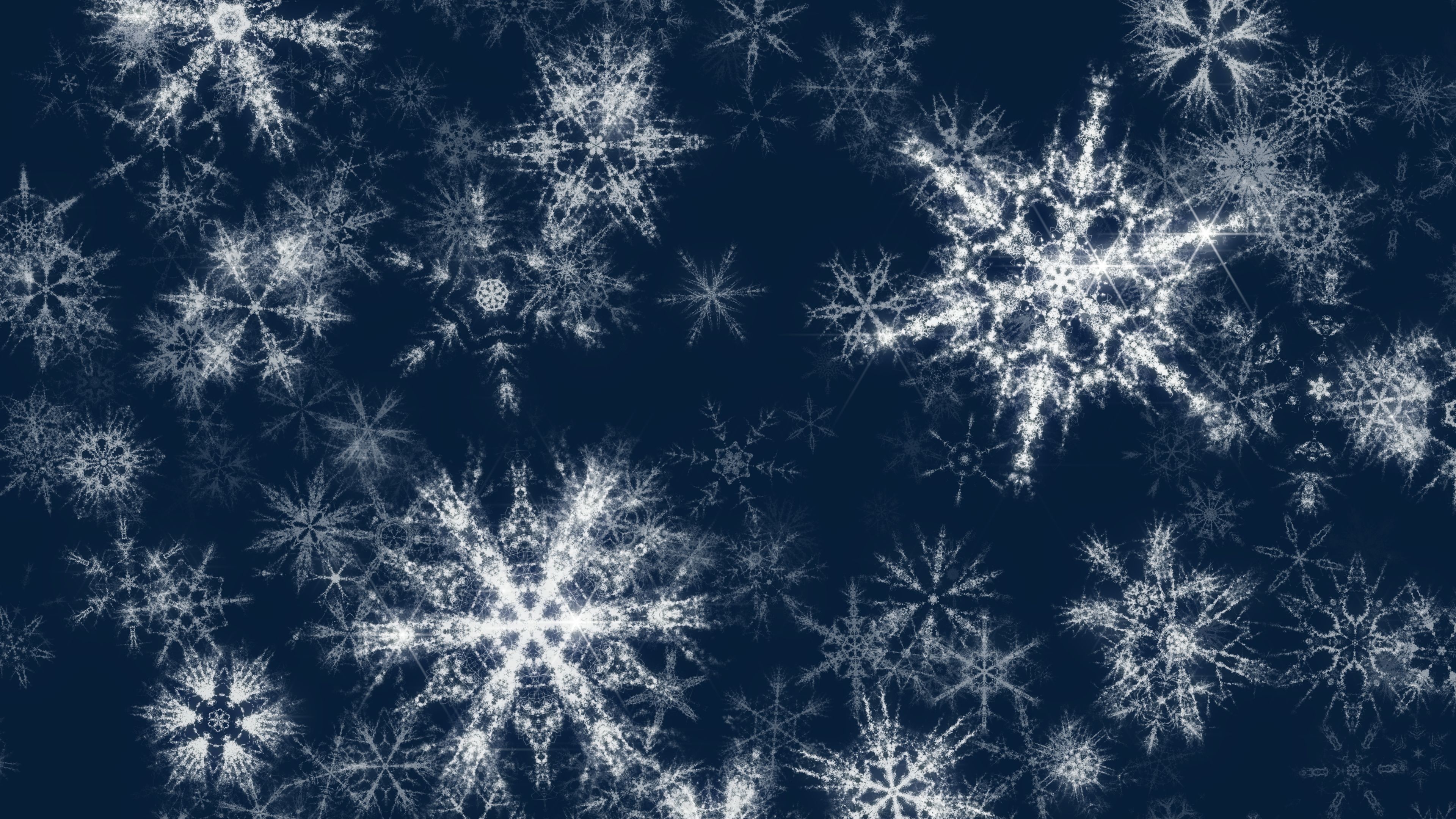 3840x2160 'Pretty Snow 2' - Glittering Christmas Snowflakes Motion Background  Loop-SampleStill