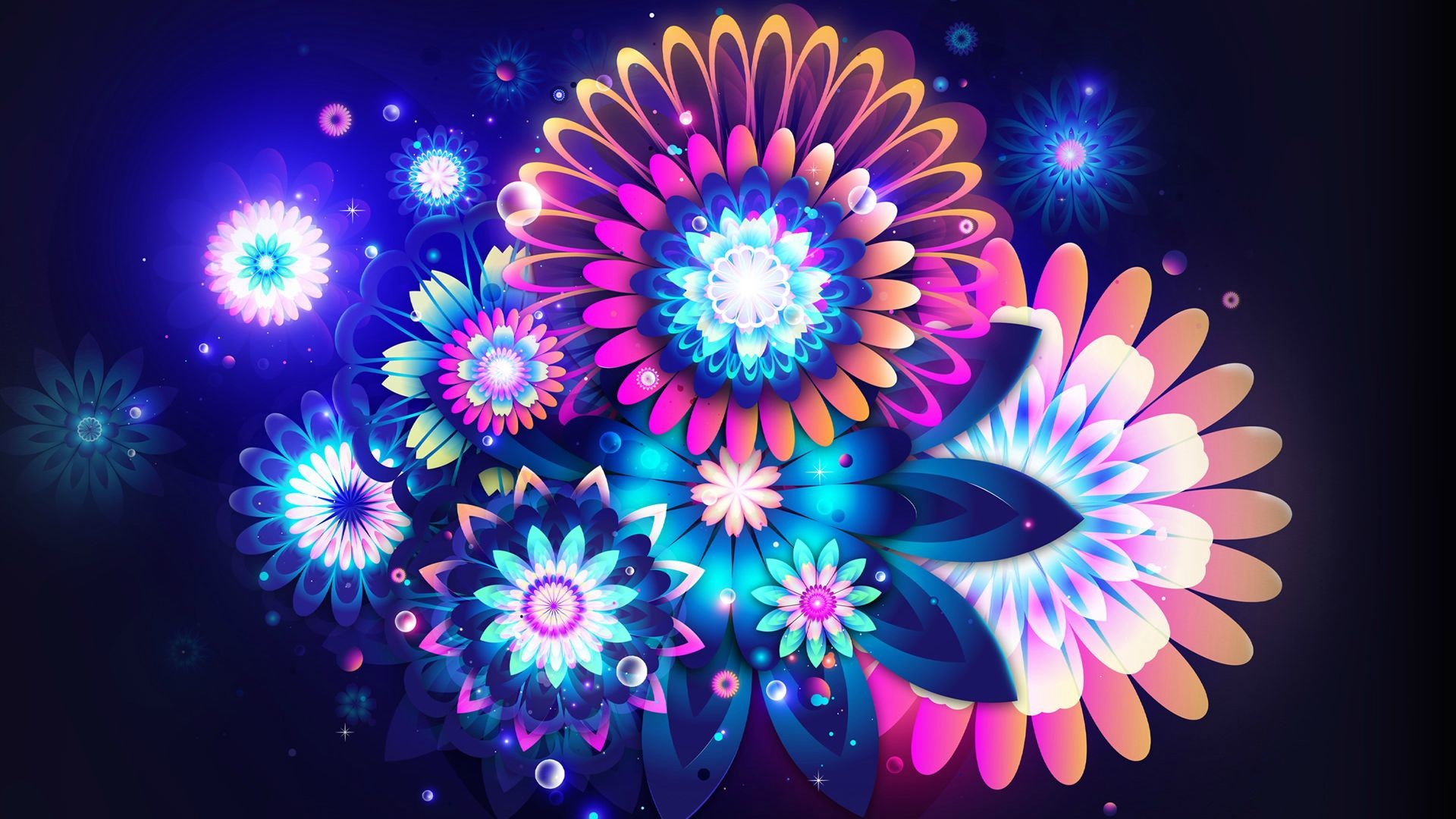 1920x1080 Neon Flower Wallpapers Background