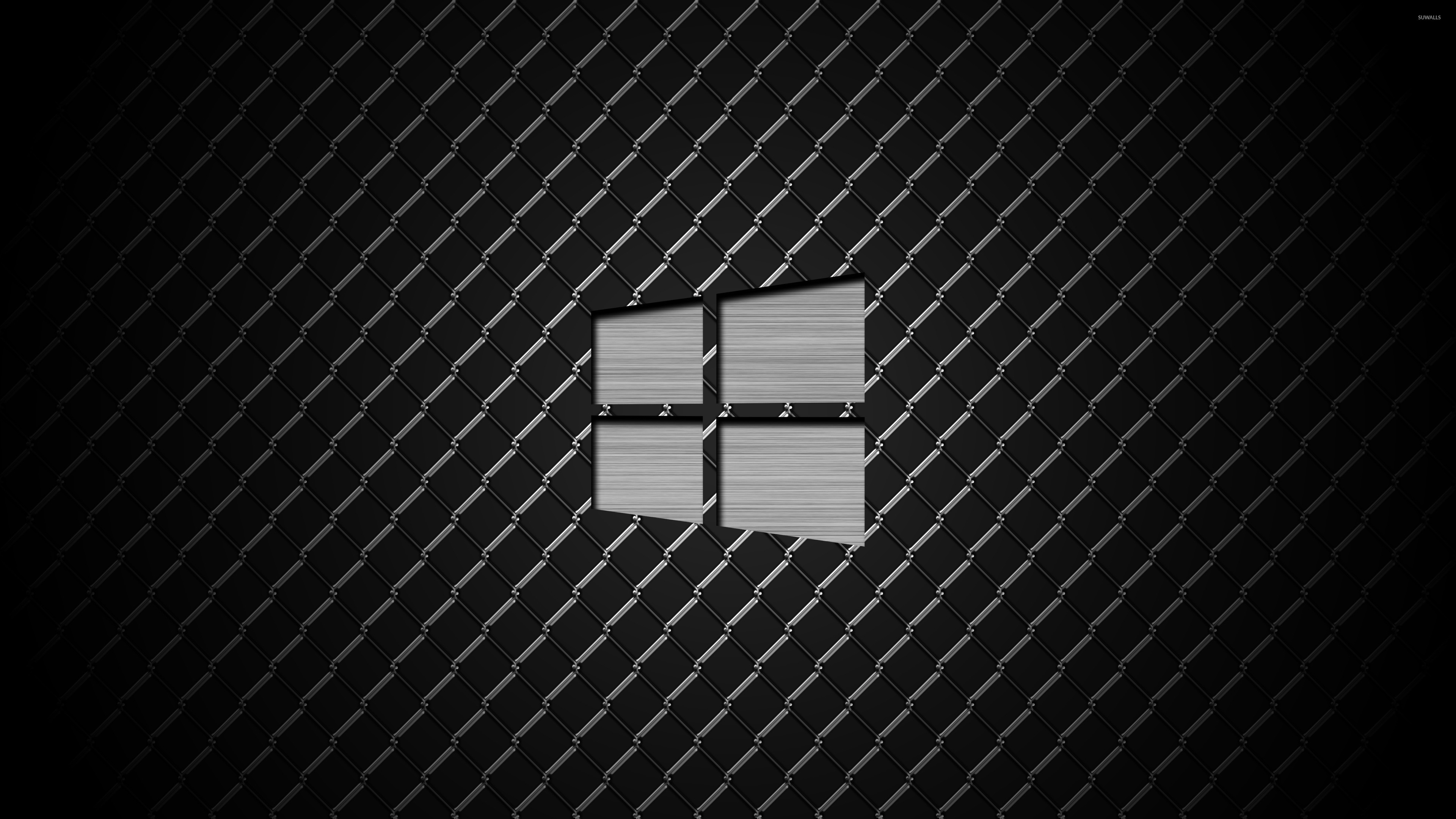 3840x2160 Windows 10 polished metal logo on metal wallpaper
