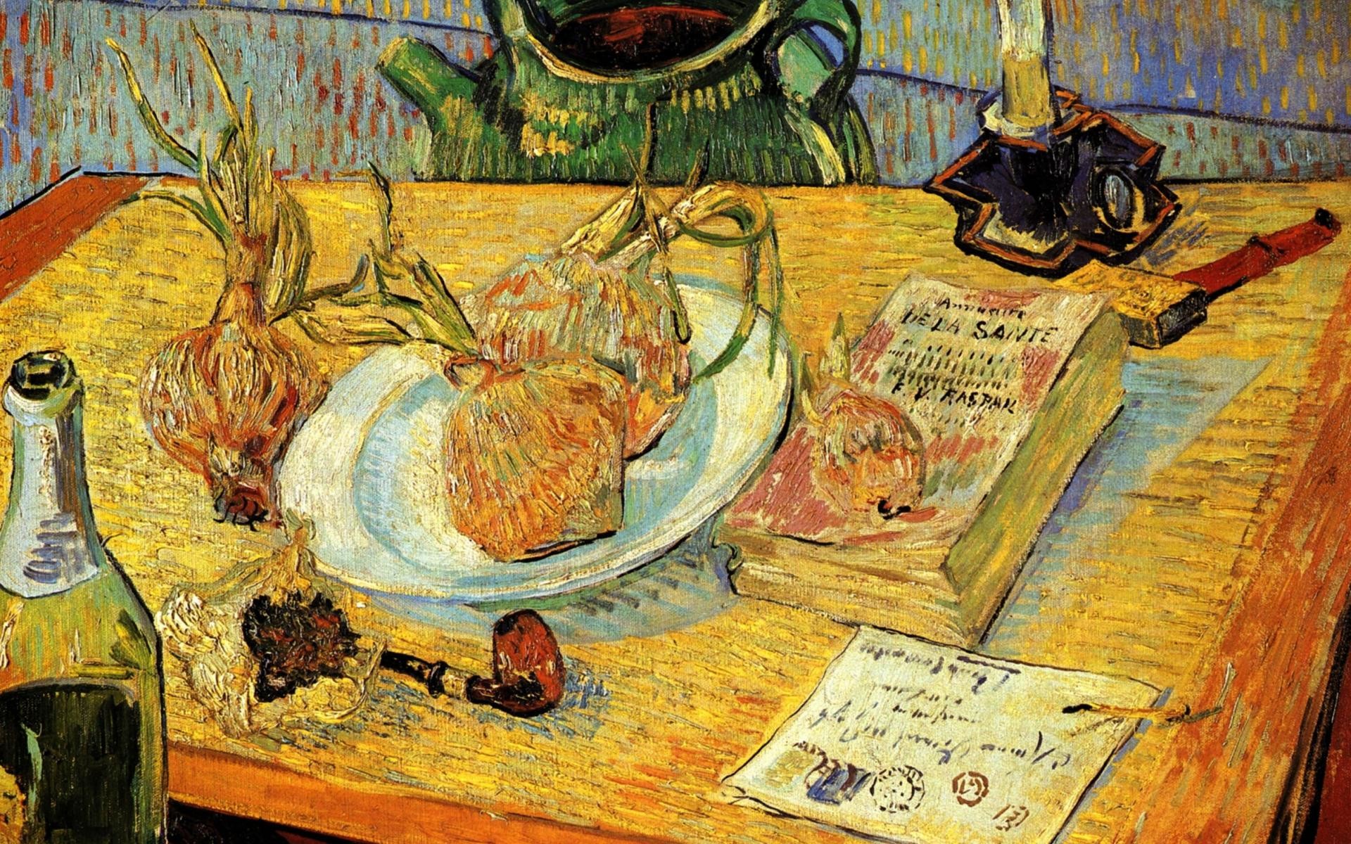 1920x1200 Vincent Van Gogh Wallpaper, Still Life With Drawing Board Pipe Onions And  Sealing Wax Vincent